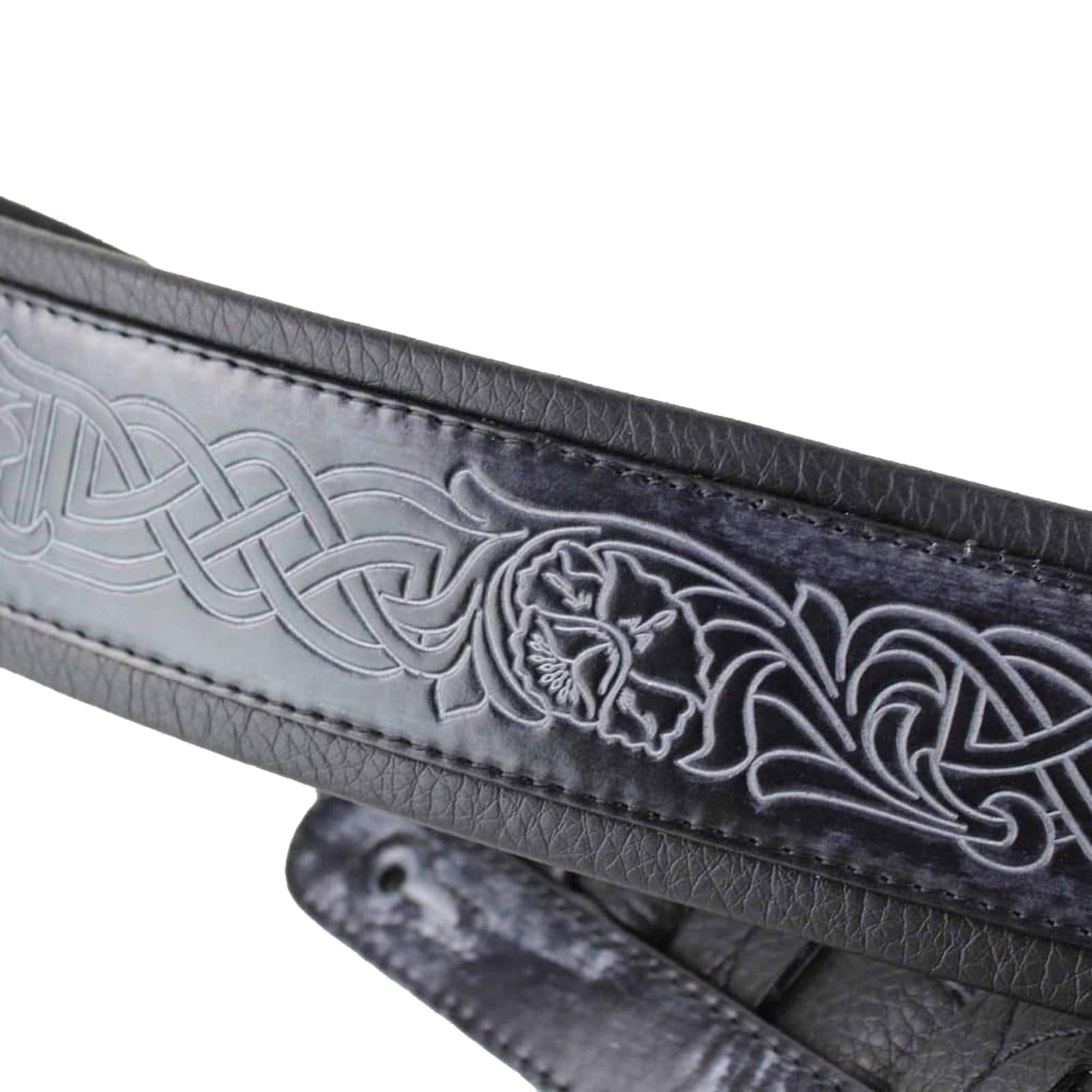 Walker & Williams Gb 182 Handmade Cobalt Black Brushed Padded Guitar Strap With Celtic Braid Design For Acoustic, Electric, And