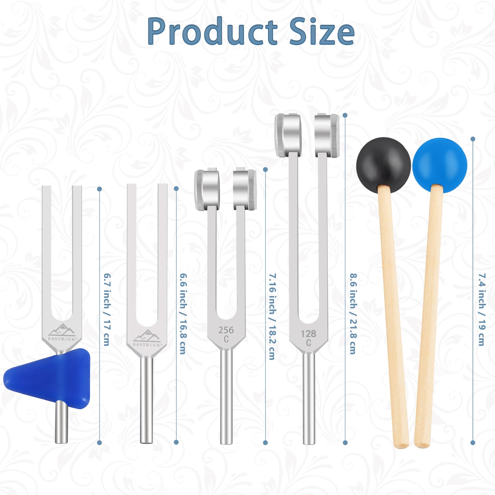 Eastrock 128 Hz Tuning Fork With Silicone Hammer And Cleaning Cloth Instrument Teaching Medical Equipment Meditation Relaxation