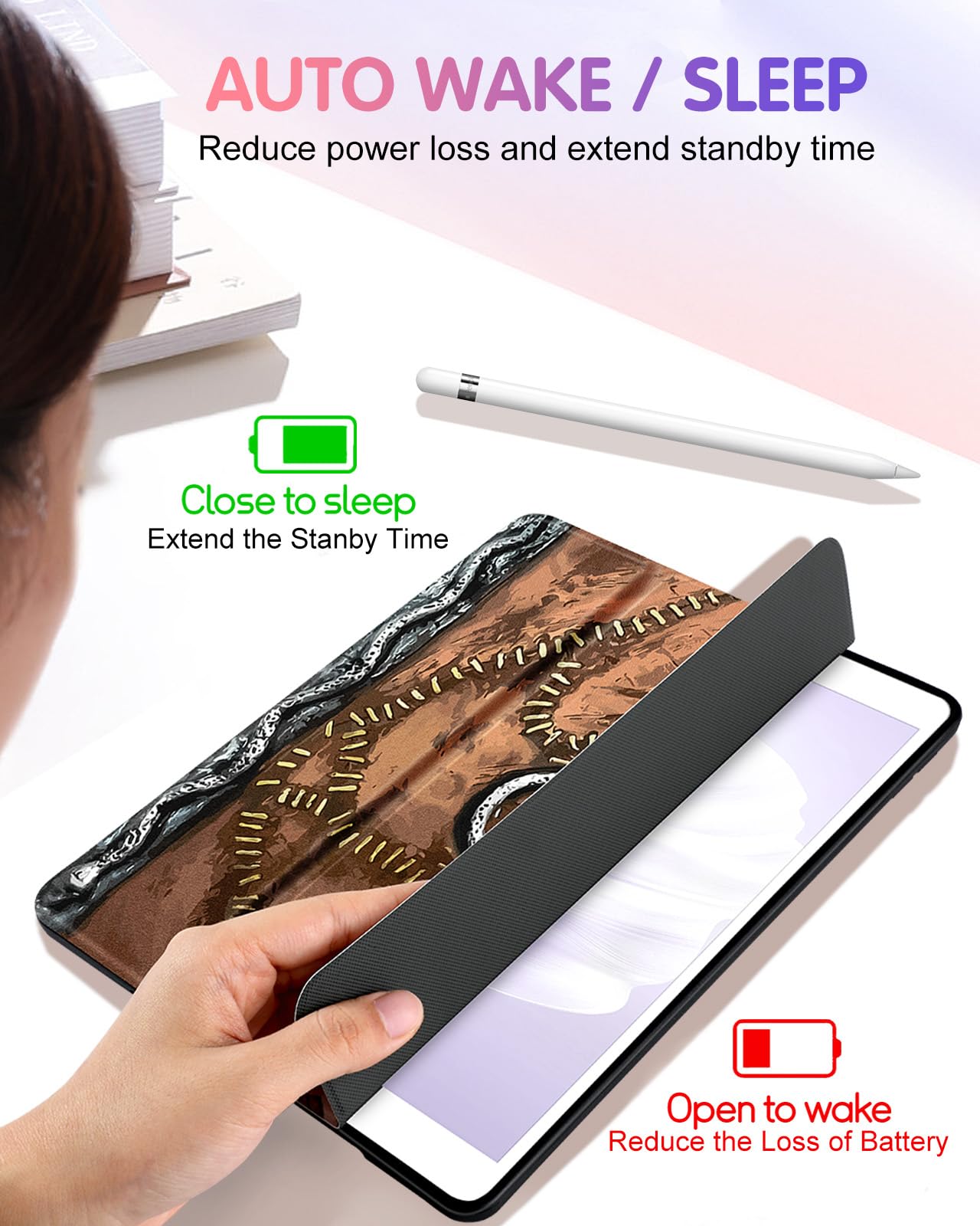 Uppuppy For Ipad 9Th/8Th/7Th Generation Case 10.2 Inch Girls Cute Women Folio Smart Cover With Pencil Holder Horror Book Cool De
