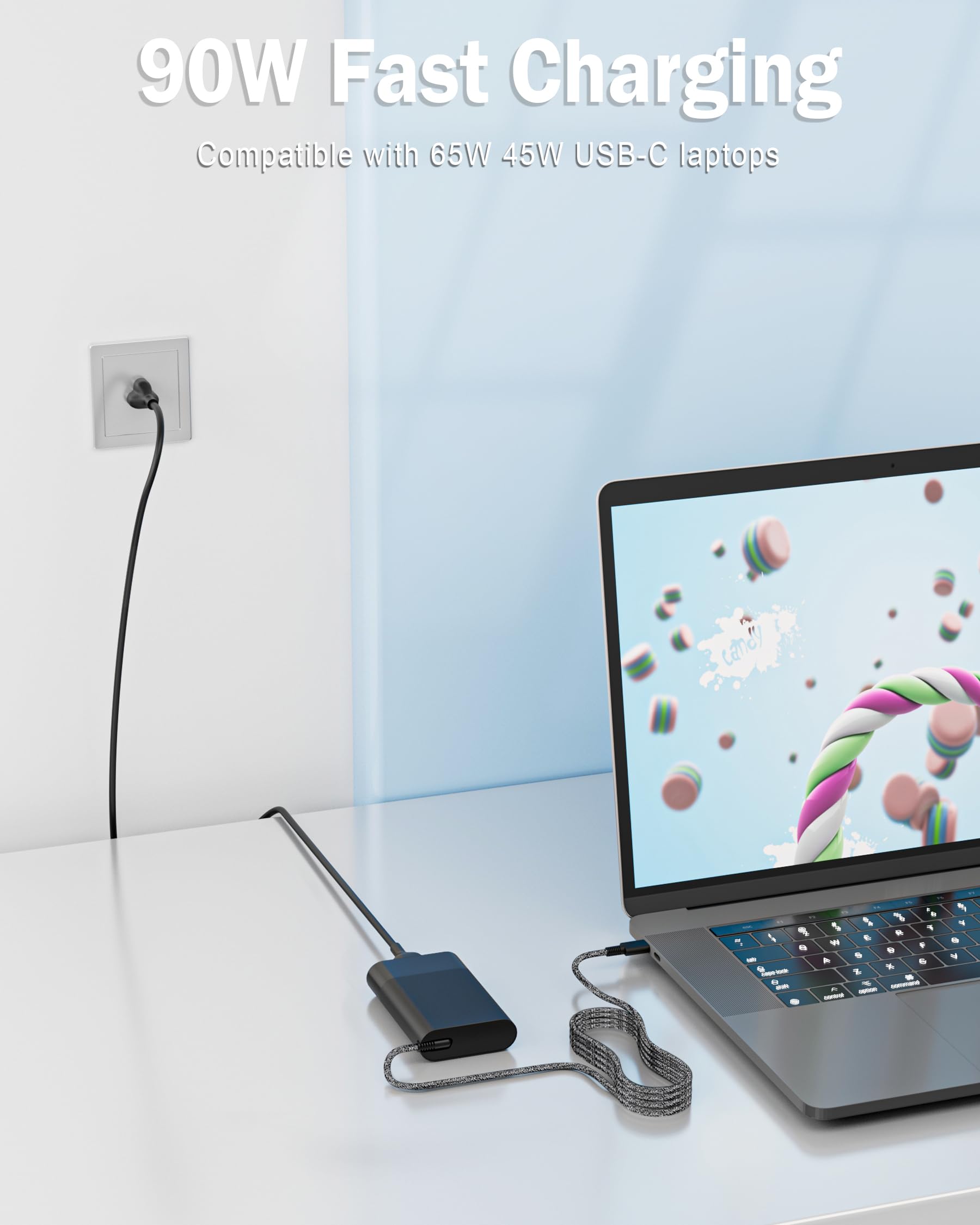 New Replacement Hp 90W Usb C Laptop Charger Power Adapter For Hp Spectre X360, Hp 904144 850 904082 003 Adp 90Fe 2Ln85Aa Elitebo