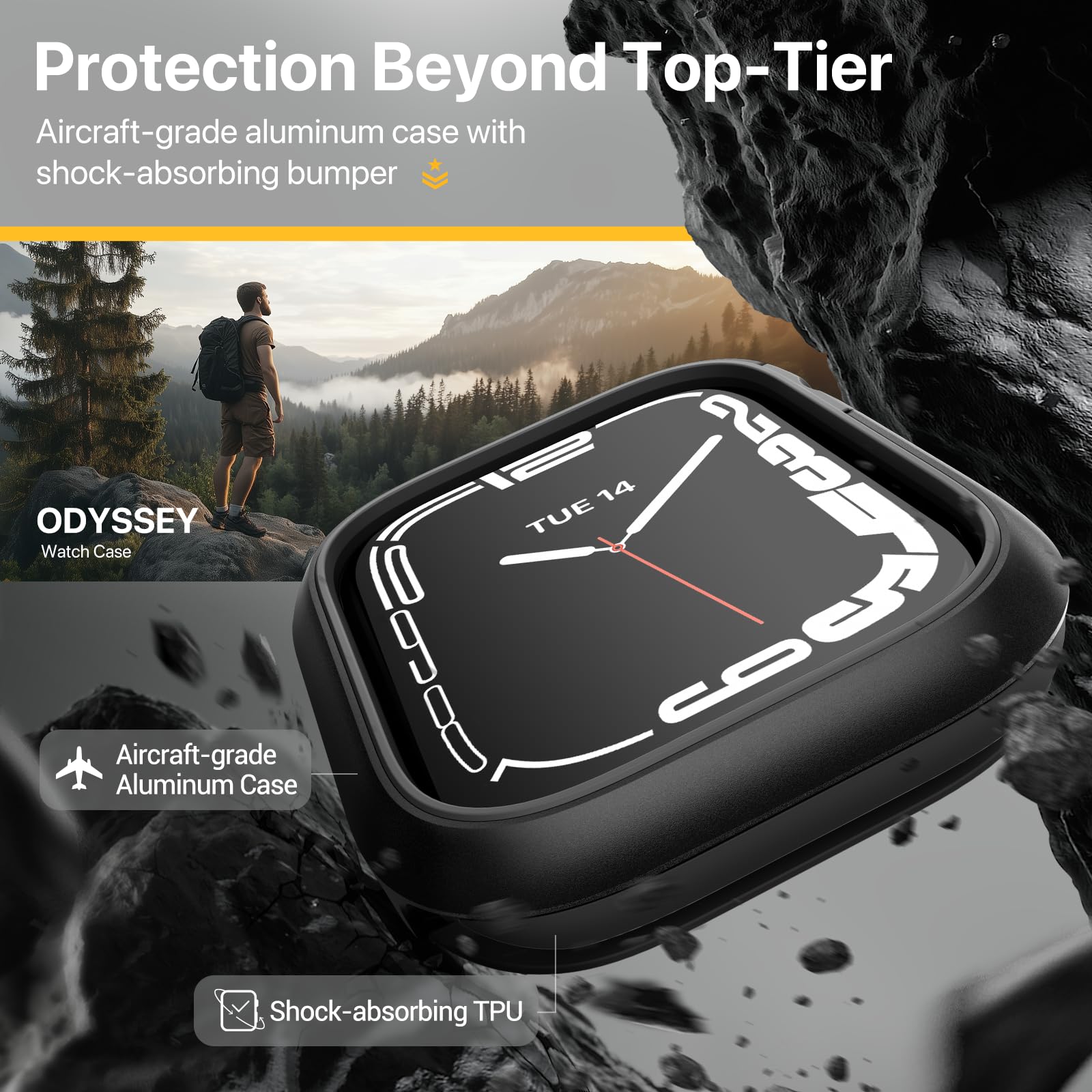 Shockproof Inner Frame MAGEASY Aircraft-Grade Aluminum Rugged Case for 41mm Apple Watch Series ...
