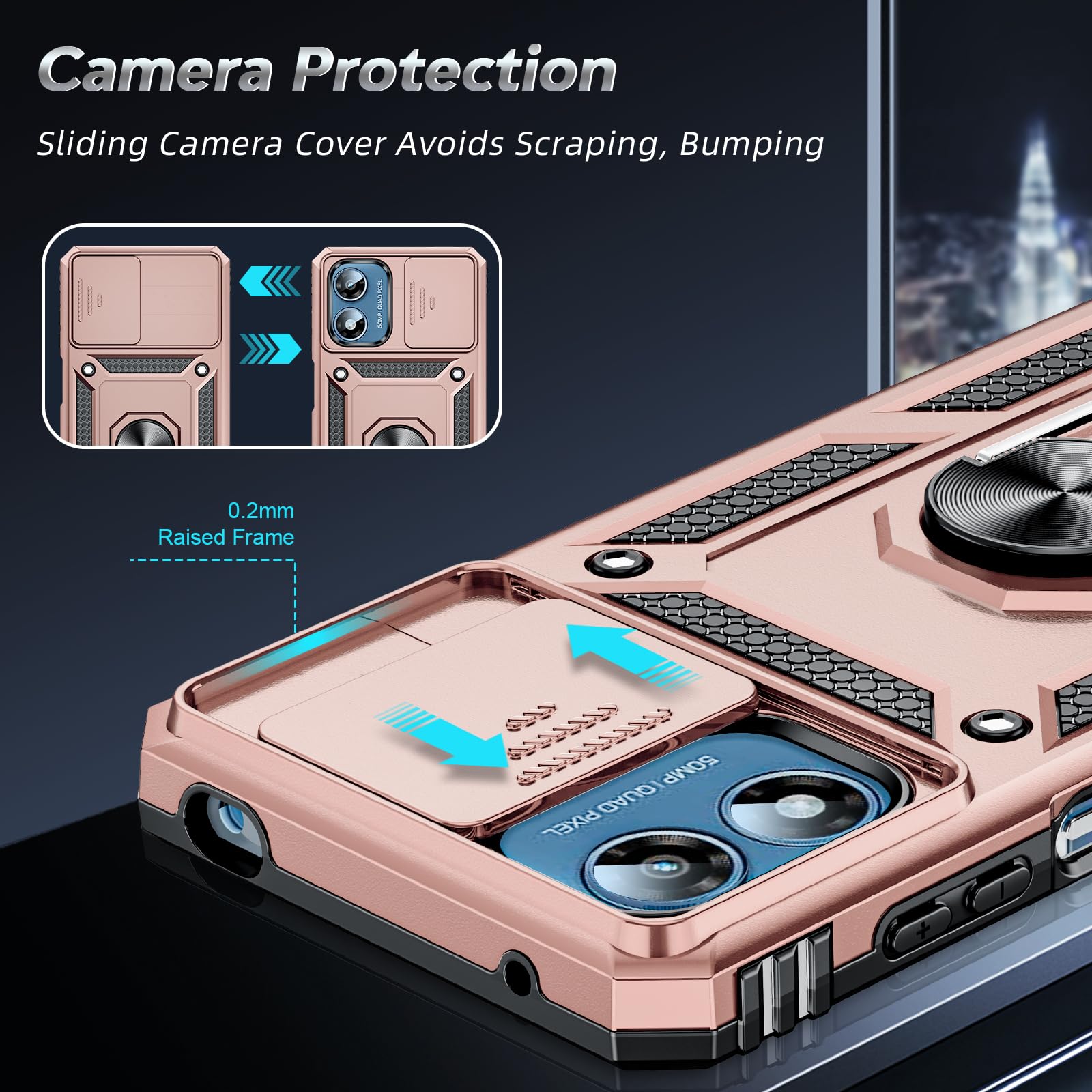 Leyi For Motorola G Play 4G Case, Moto G Play 4G Phone Case 2024 With Slide Camera Cover And Screen Protector, [Military Grade]