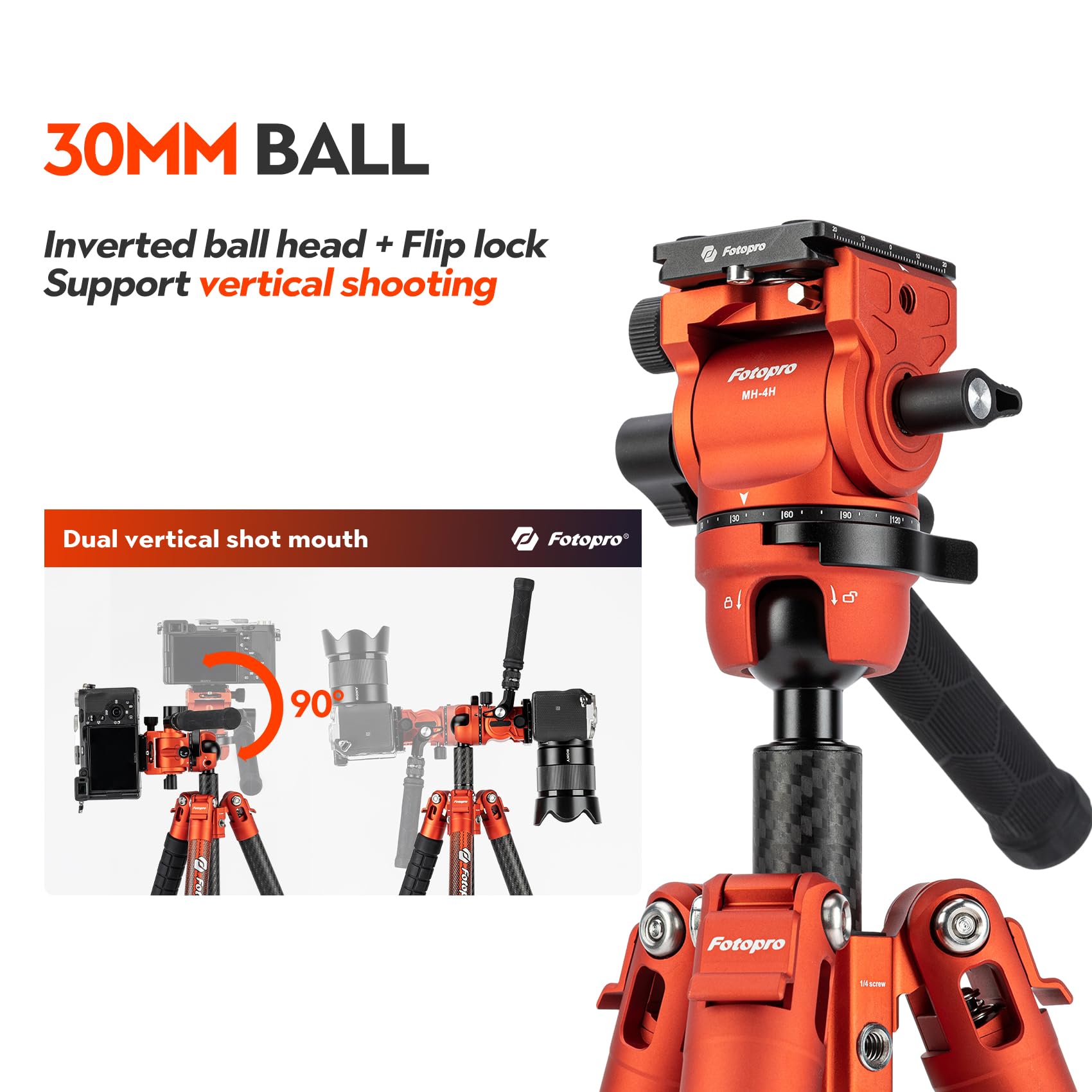 Fotopro X Airfly Video 64.5 Inch Lightweight Travel Camera Tripod With Fluid Head Panoramic Ball Head 2.95Lb Expandable Portable