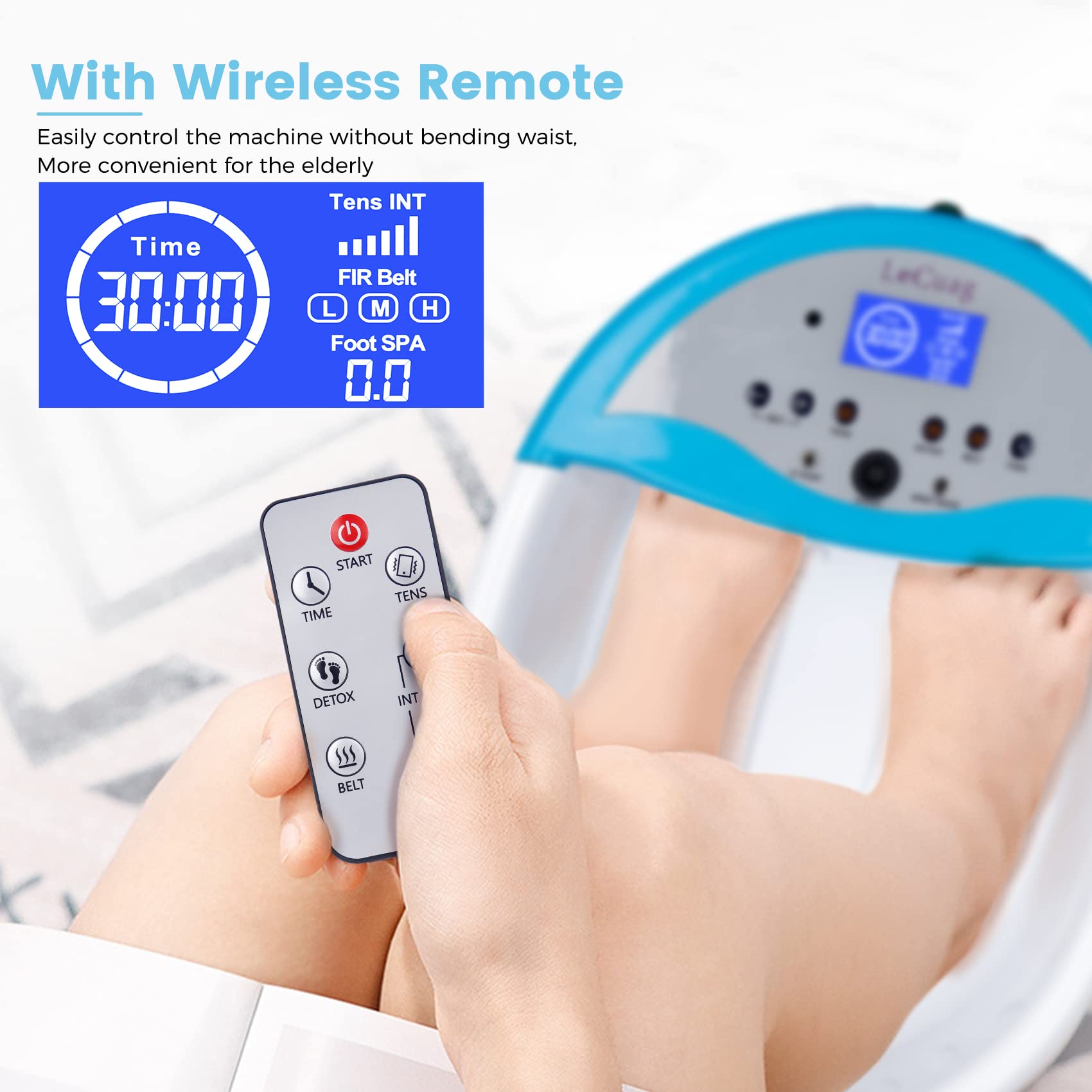 2023 Ionic Foot Bath Detox Machine, Ion Foot Spa Cleanse Machine, Foot Spa Machine With Remote Control,Heating Belt, Countdown,