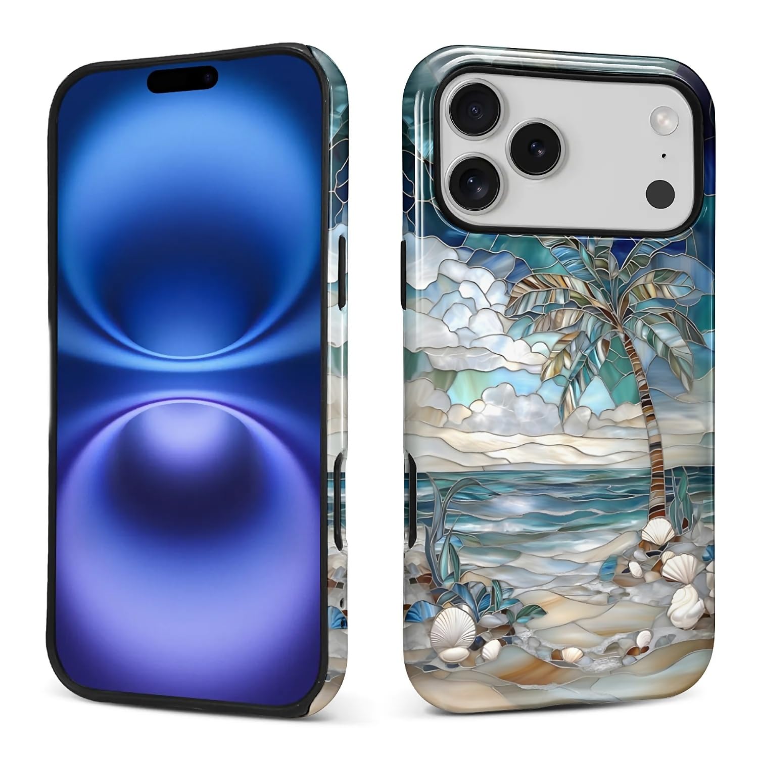 Flivro Case for iPhone 17 Pro, PC Hard Shell & Silicone Inner Bumper, Anti-Scratch Full-Body Cover Shockproof Slim Design Beach 