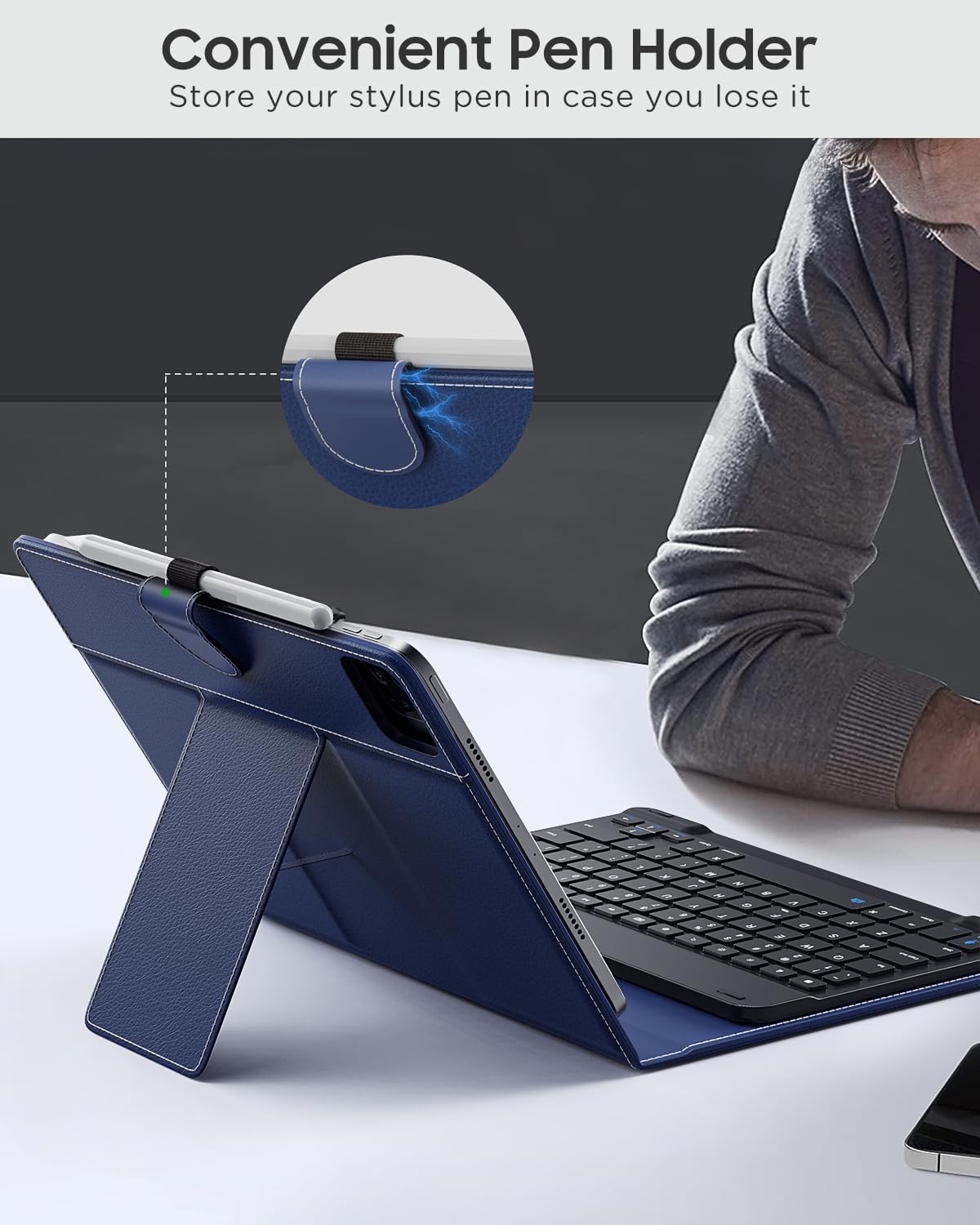 Moko Universal Tablet Case With Keyboard For 9''   11'' Tablets, With Pen Holder & Removable Wireless Bluetooth Keyboard For Sam