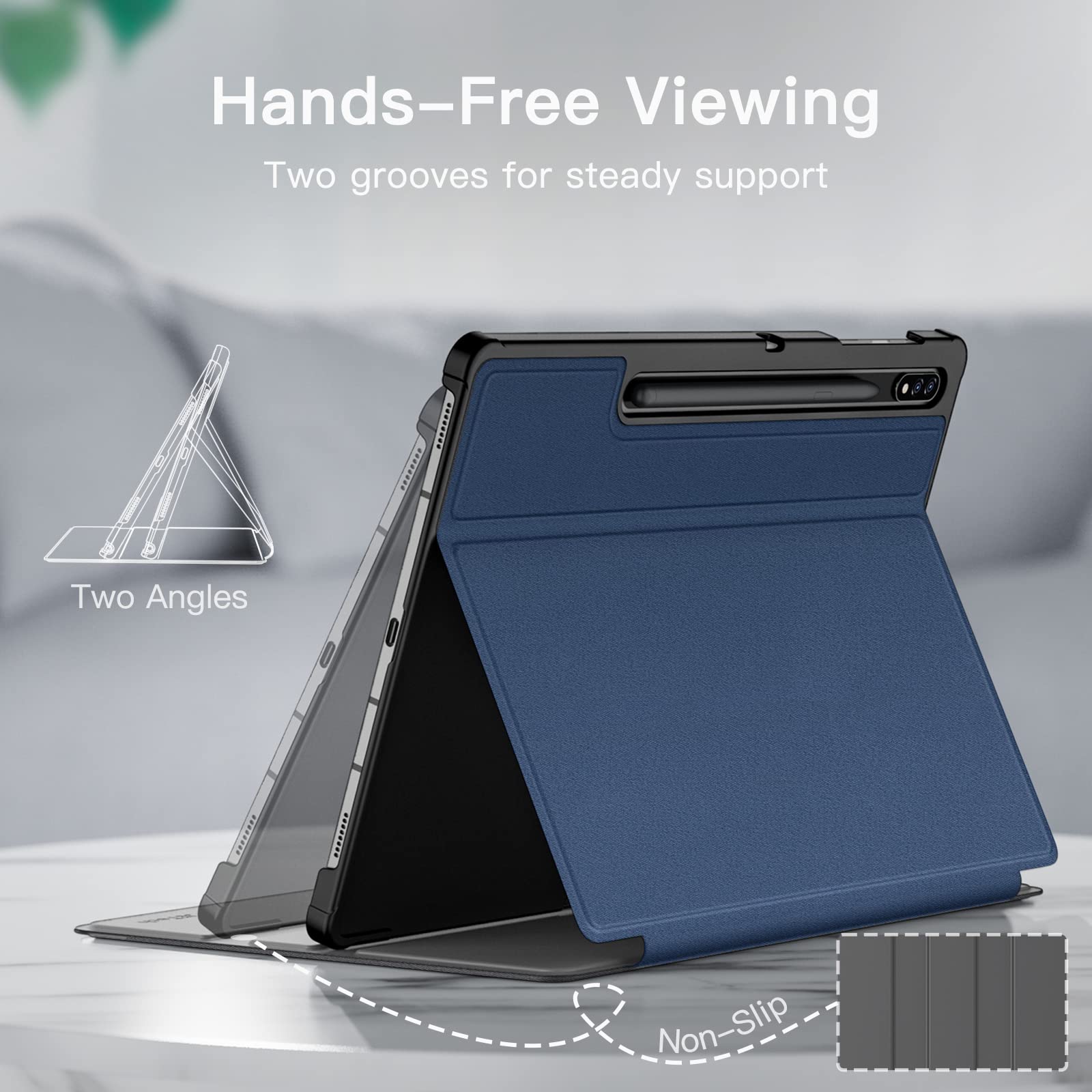 Jetech Case For Samsung Galaxy Tab S8 Plus 2022 / S7 Fe 2021 / S7 Plus 2020 12.4-Inch With S Pen Holder, Slim Folio Stand Protec
