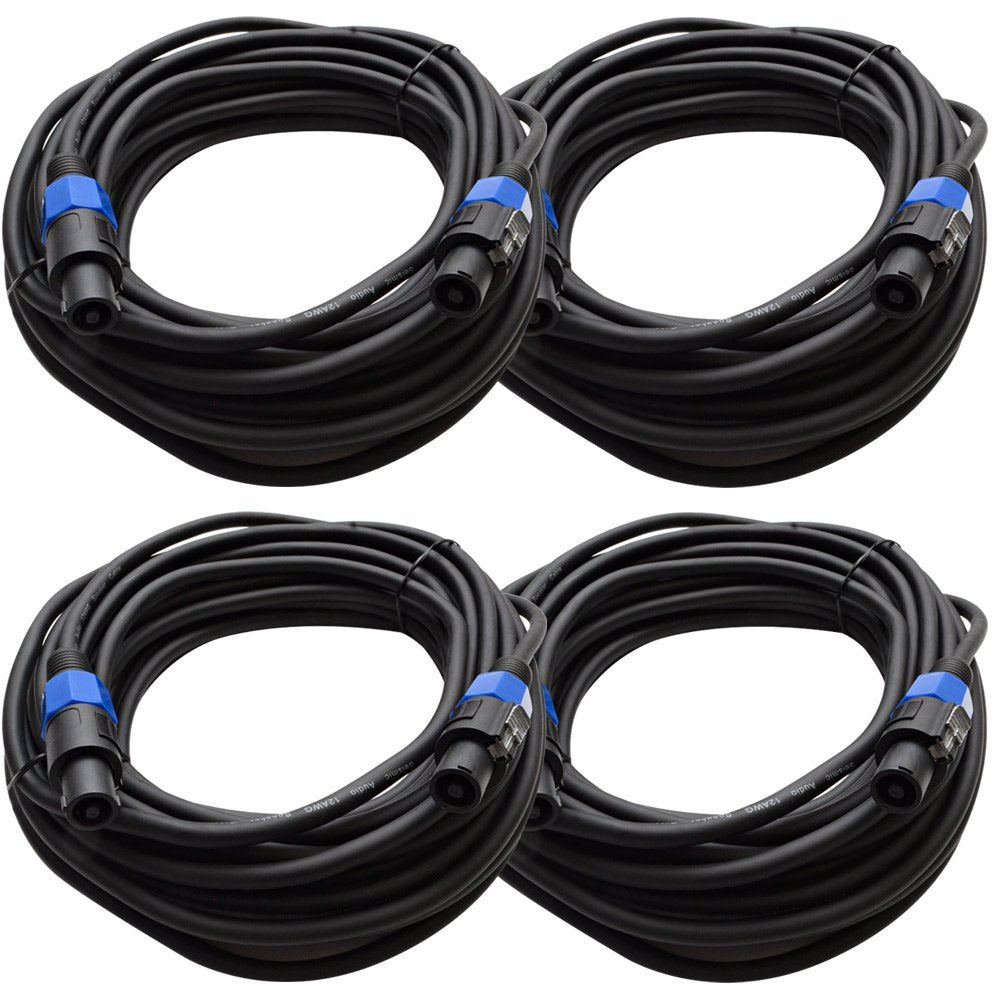 Seismic Audio - TW12S50 (Pack of 4) - 50 Foot Speakon to Speakon PA/DJ Speaker Cable - 2 Conductor - 12 Guage