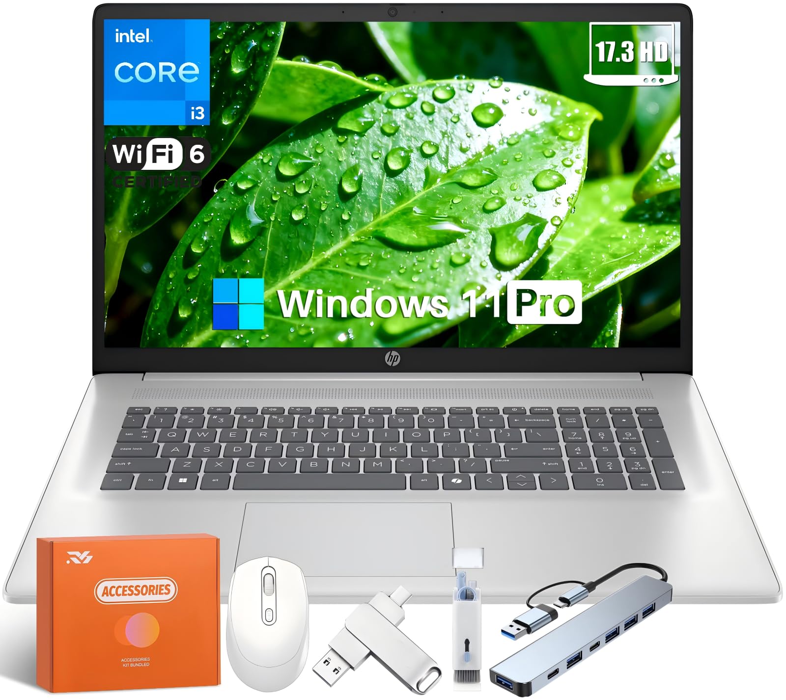 HP 2025 17 inch Laptop Computer, Intel 8-Core i3-N305, 17.3 HD+ Anti-Glare Display, 16GB RAM, 512GB SSD, Windows 11 Pro, Ai Copi