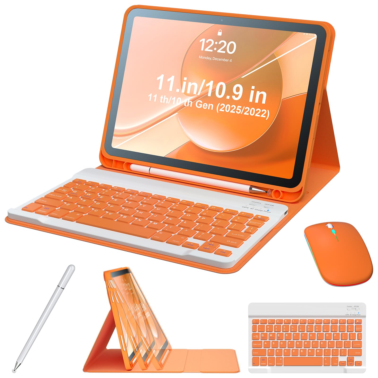 for iPad 10th Gen 10.9 Inch & 11th Gen A16 11 Inch Case, TriFold Stand with Pen Holder, Integrated Wireless Mouse, Bluetooth Ke