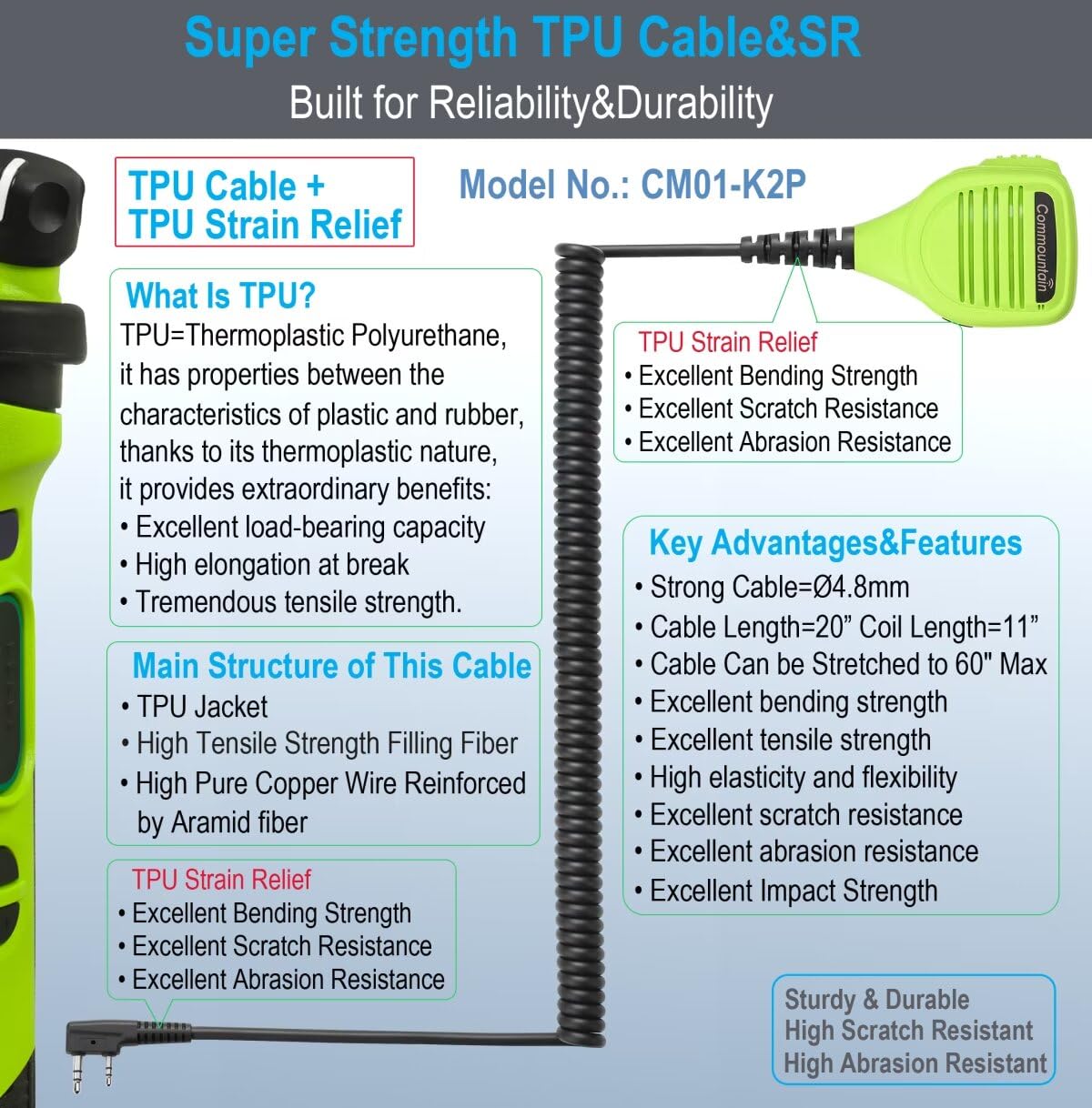 Commountain Heavy Speaker Mic Compatible For Baofeng Radios Bf F8Hp Bf F9 Uv 82 Uv 82Hp Uv 82C Uv 5R Uv 5R5 Uv 5Ra Uv 5Re Uv 5X3 And Kenwood Btech Retevis Samcom Radios, Walkie Talkie Microphone