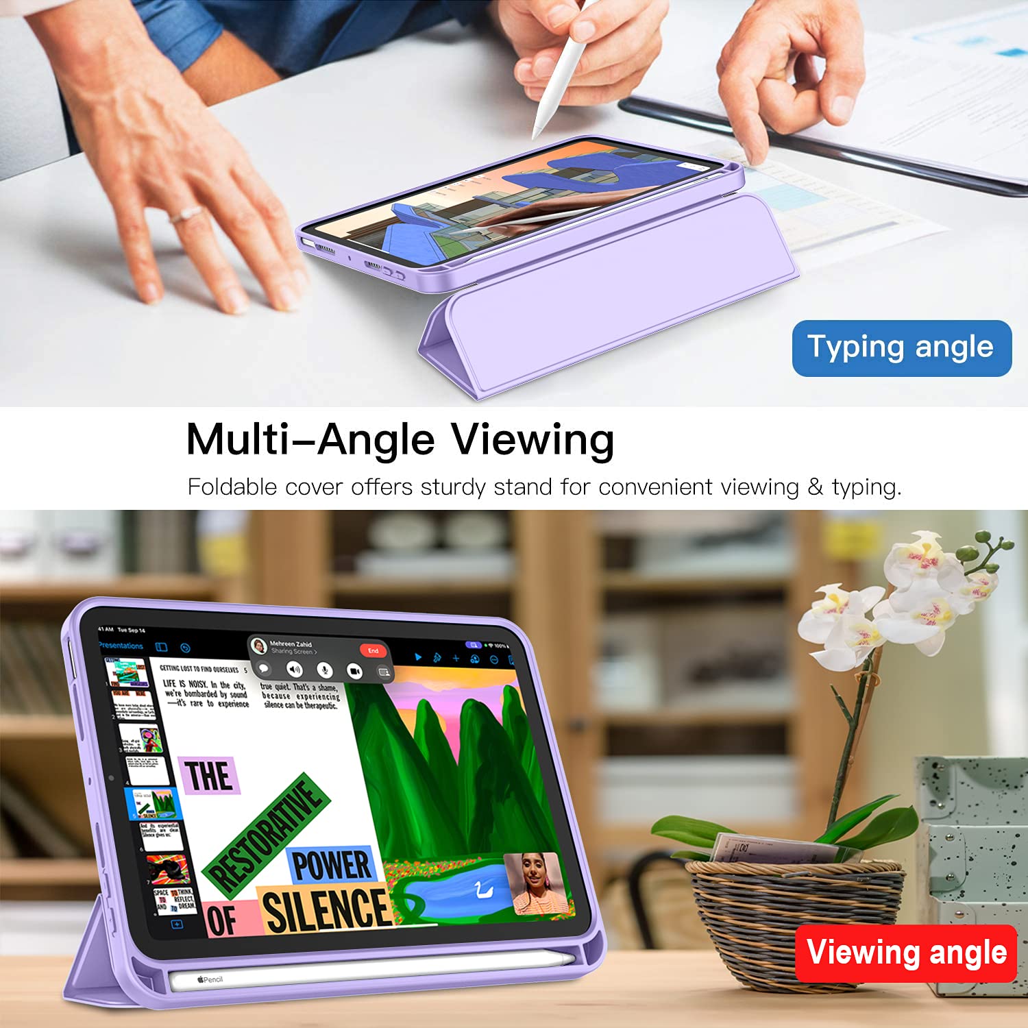 Imieet Ipad Mini 7 Case 2024 (A17 Pro), Ipad Mini 6 Case (8.3 Inch,2021 Model), Ipad Mini 7Th/6Th Generation Case With Pencil Holder, Trifold Stand Smart Case With Soft Tpu Back,Clove Purple