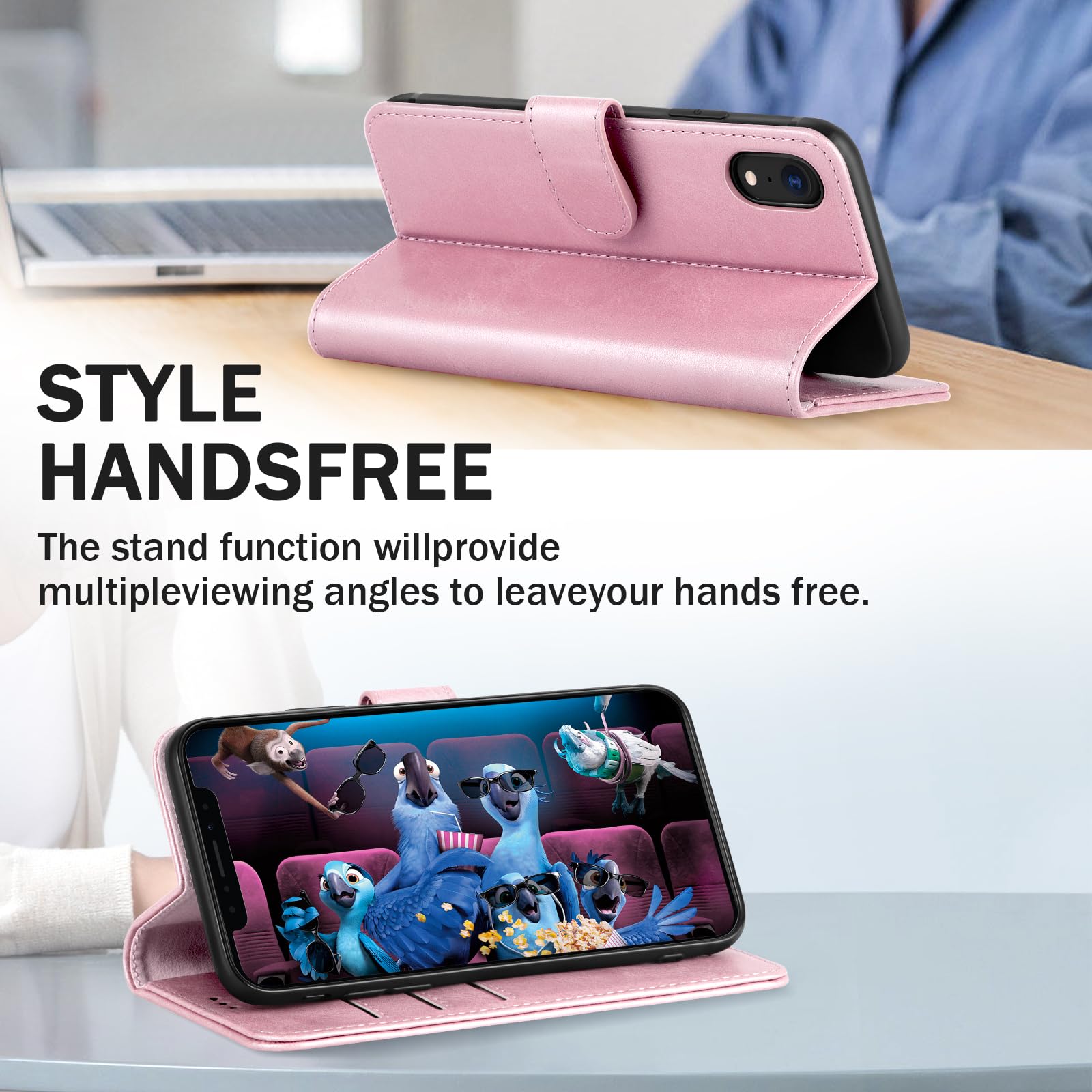 Joysidea Iphone Xr Wallet Case, Pu Leather Magnetic Flip Folio Phone Case With Credit Card Holder, Stand & Shockproof Cover For