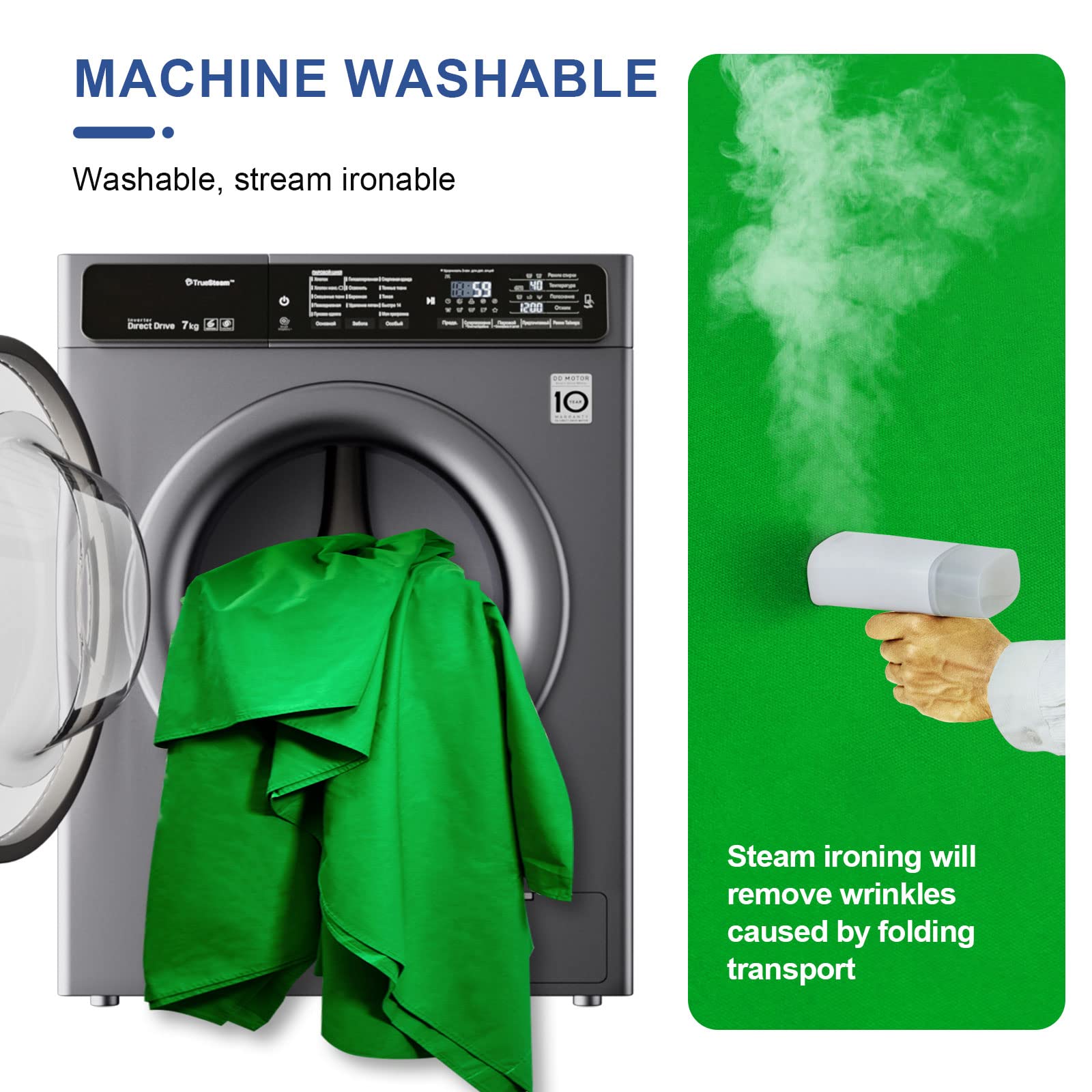 Emart Green Screen Backdrop, 6 X 9 Ft Photography Greenscreen Background For Streaming Zoom, Small Photo Muslin Green Curtain Wi