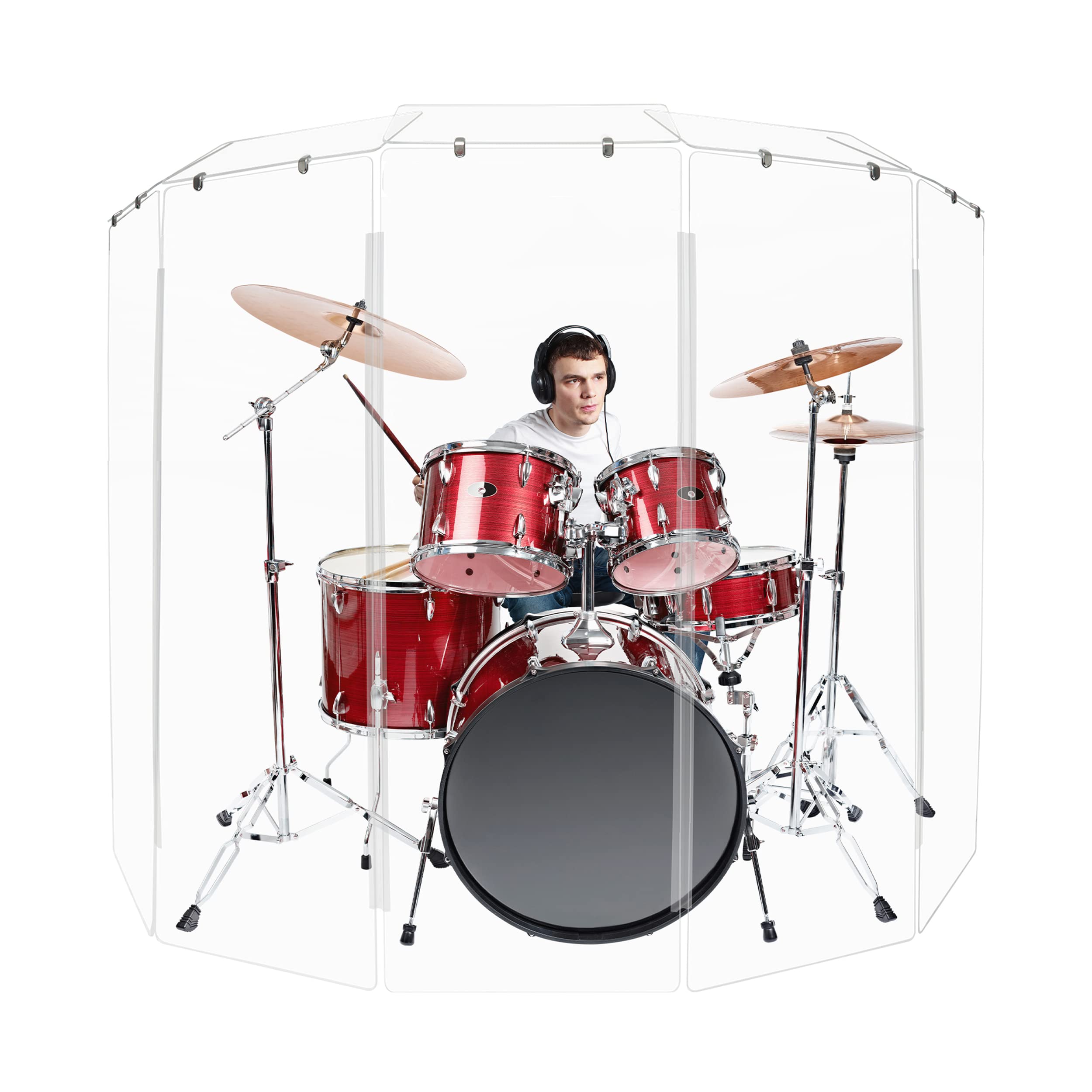 Pennzoni Drum Shield 6Ft W/Deflectors & Plastic Hinges, Comes W/ 5 Drum Panels, Plastic Hinges & Deflector Connectors, Premium C