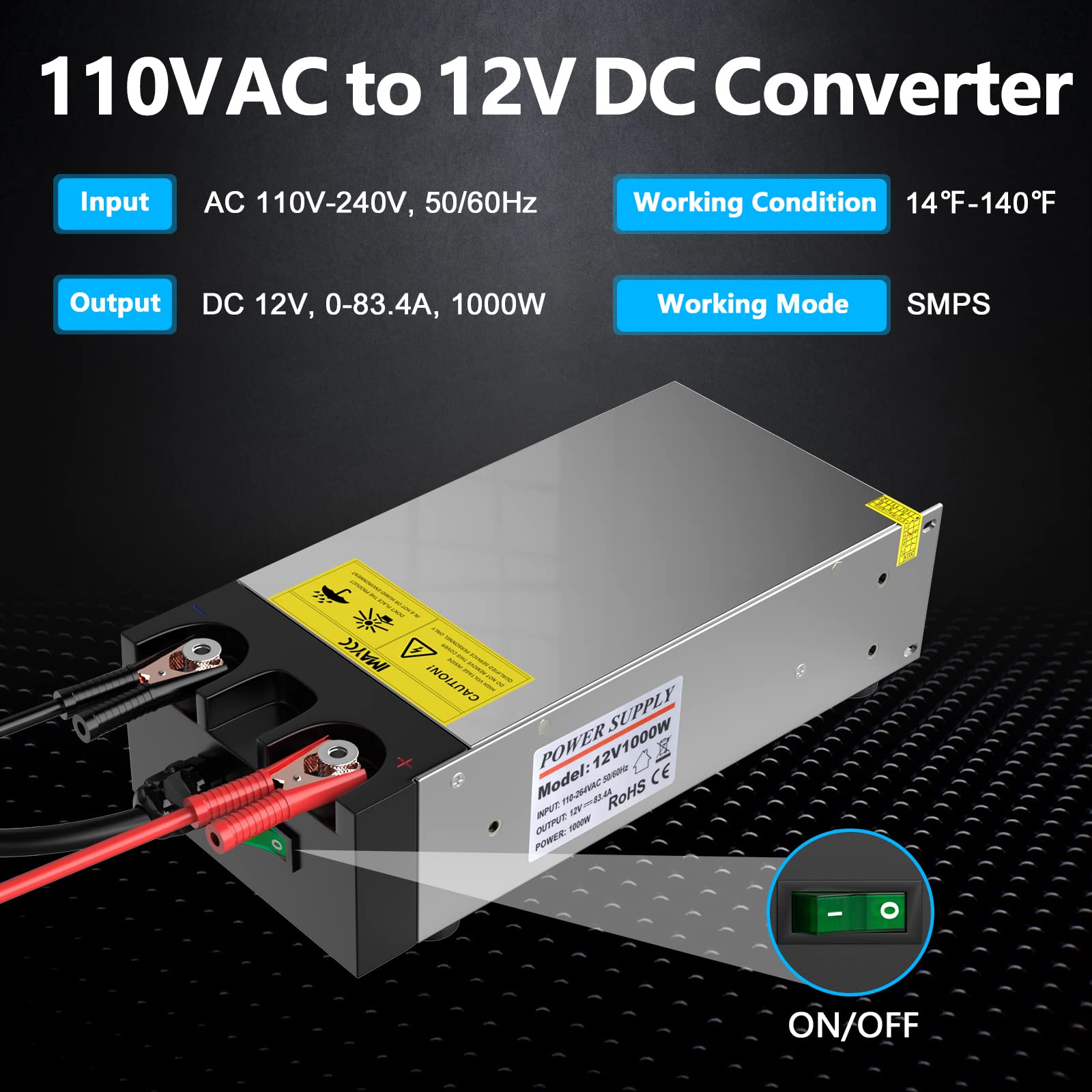 Imaycc Ac To Dc Converter Smps 110V To 12V Converter 12V Dc Power Supply, Universal 120V To 12V Converter Transformer Max Curren