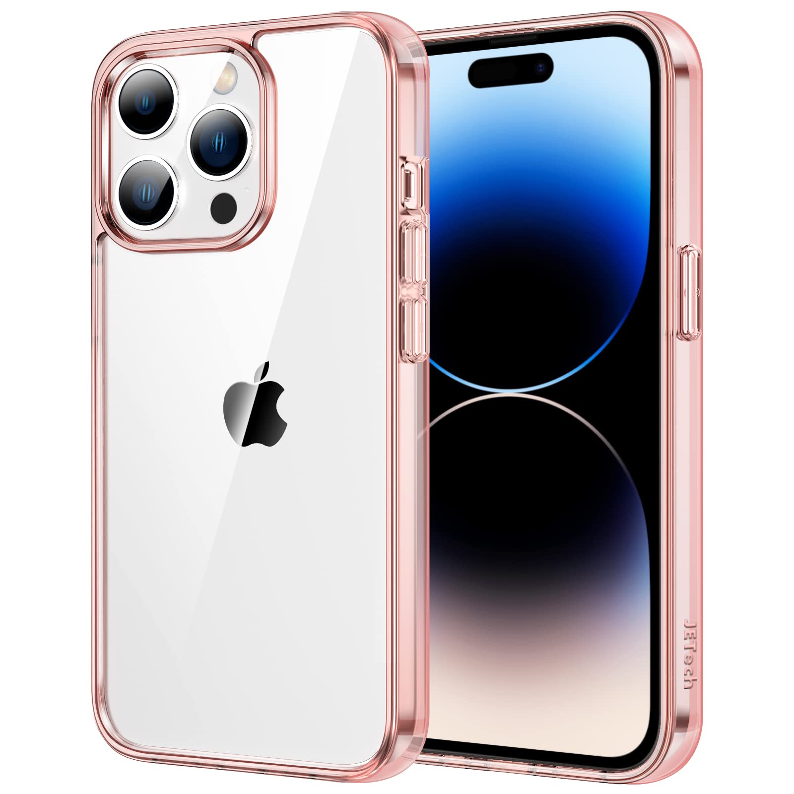 Jetech Case For Iphone 14 Pro Max 6.7 Inch, Non Yellowing Shockproof Phone Bumper Cover, Anti Scratch Clear Back (Rose Gold)
