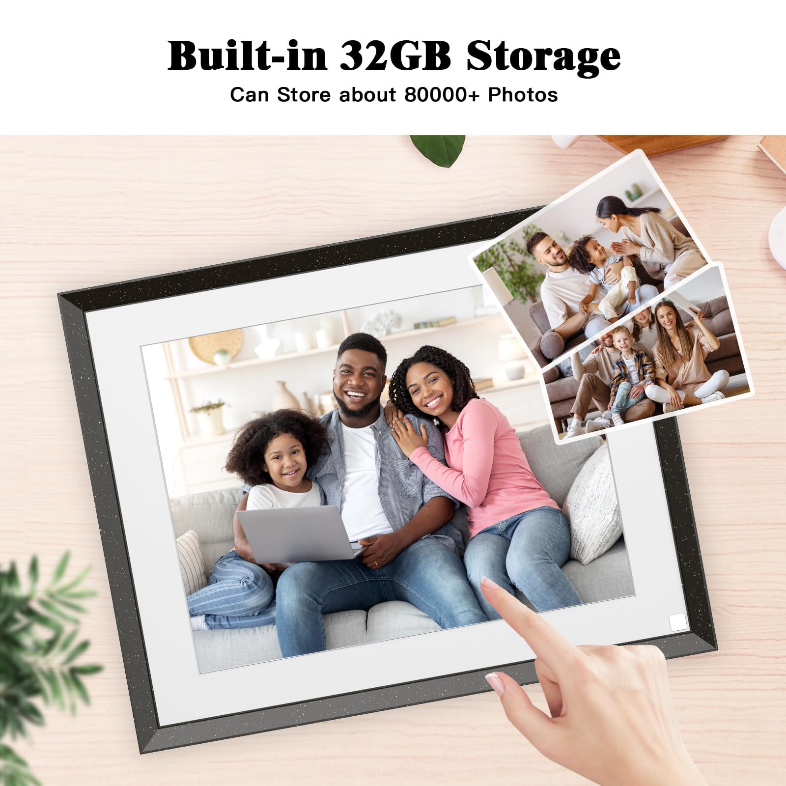 Smart Digital Picture Frame Wifi Cloud Photo Frame   9.7 Inch Ips Touch Screen Digital Frame 32Gb, Motion Sensor, Auto Rotate, F