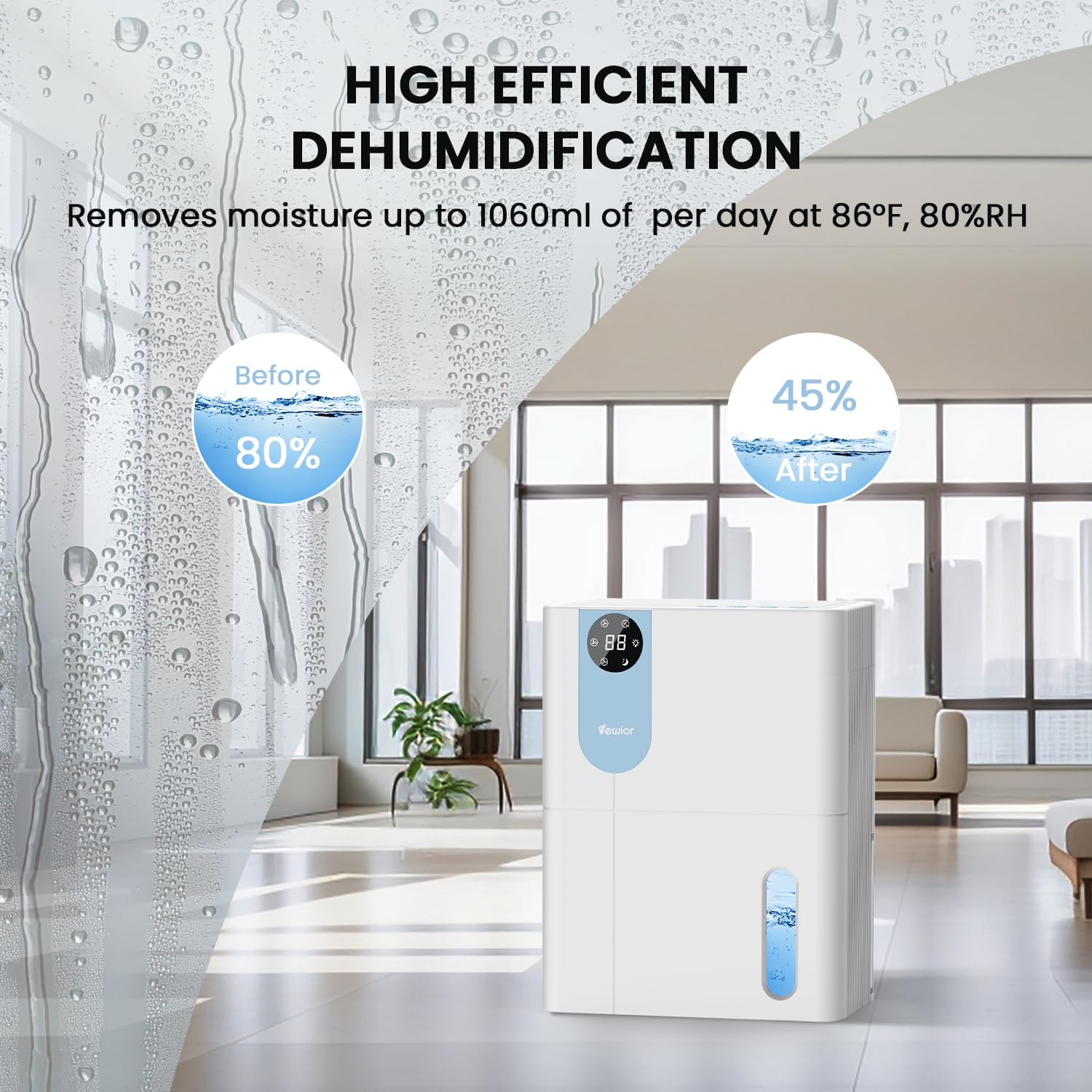 Dehumidifier, Vewior 152 Oz Dehumidifiers For Home, Quiet Dehumidifier For Basement With Large Water Tank, Dehumidifiers For Bat