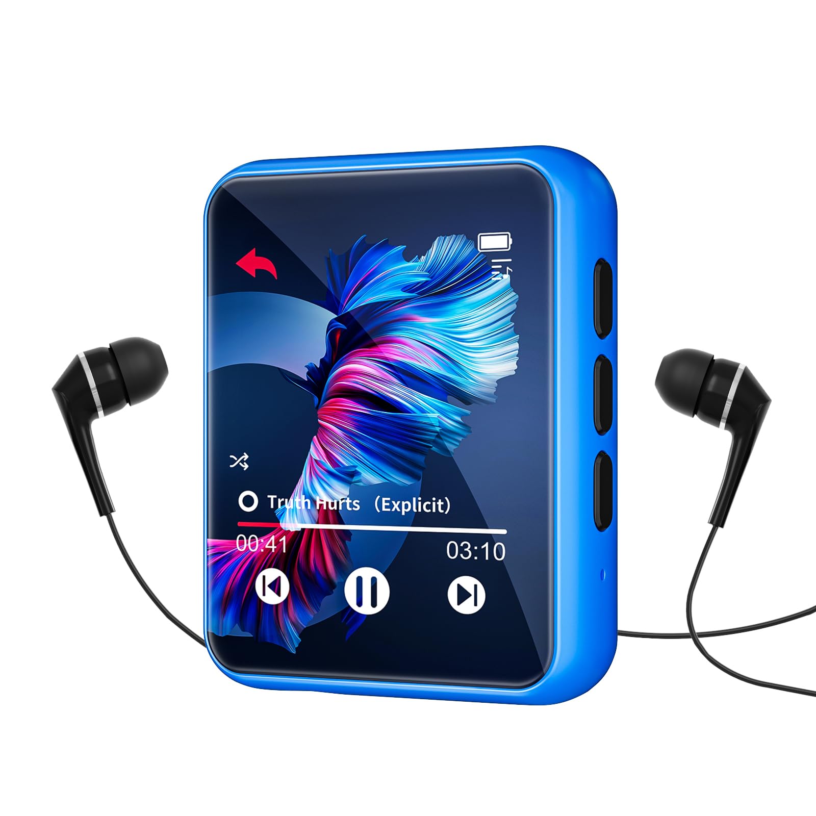 Mp3 Player With Bluetooth 5.0 Portable Hifi Lossless Sound Mp3 Music Player And Fm Radio Recorder E Book 2.4 Inch Screen Maximum Support 128Gb(Blue)