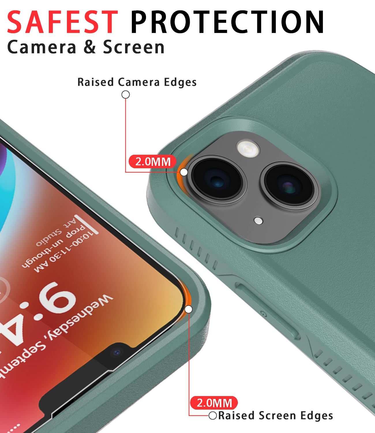 Diverbox For Iphone 14 Case [Shockproof] [Dropproof] [Tempered Glass Screen Protector ],Heavy Duty Protection Phone Case Cover F