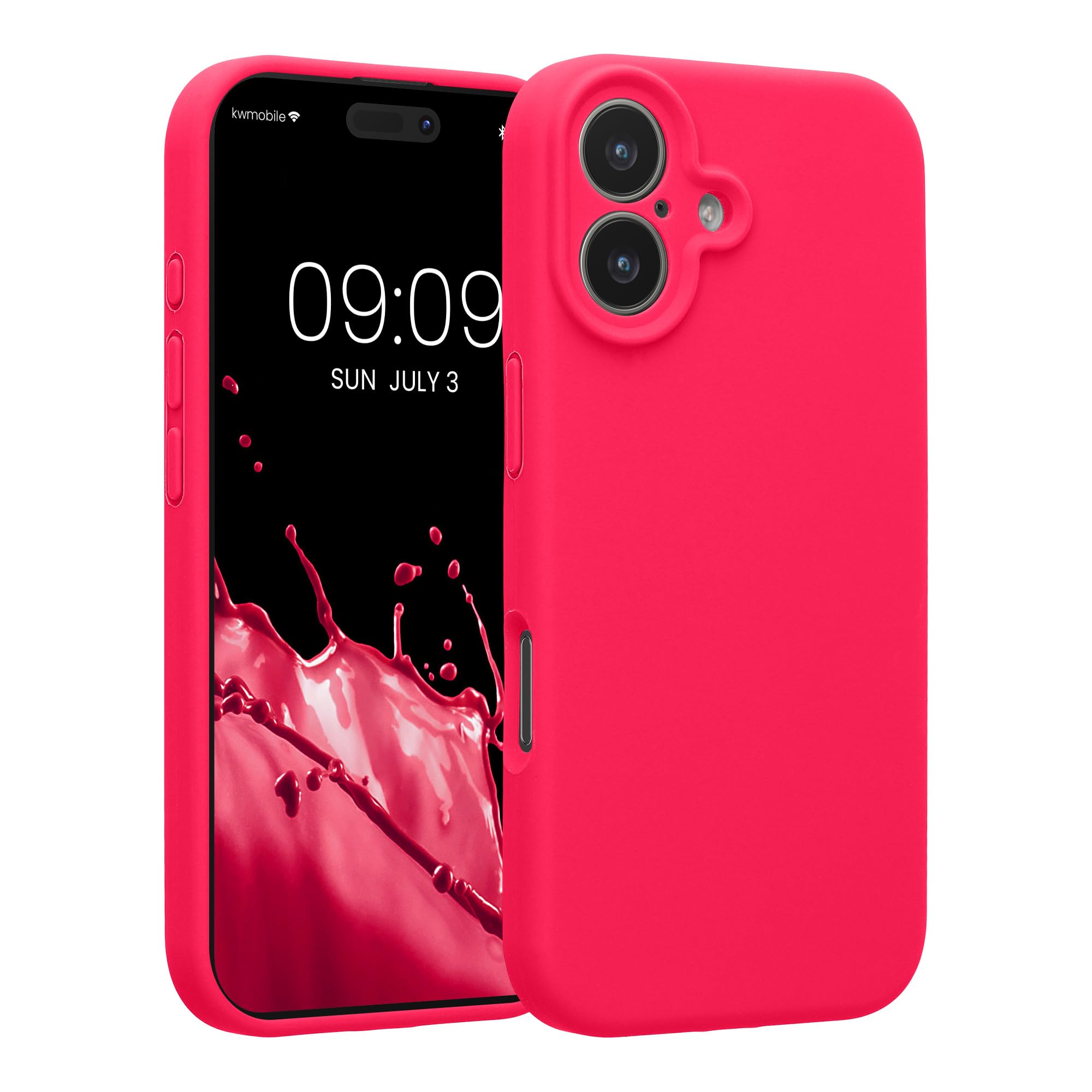 kwmobile Case Compatible with Apple iPhone 17 Case - Slim TPU Silicone Phone Cover - Soft Touch Finish - Neon Pink