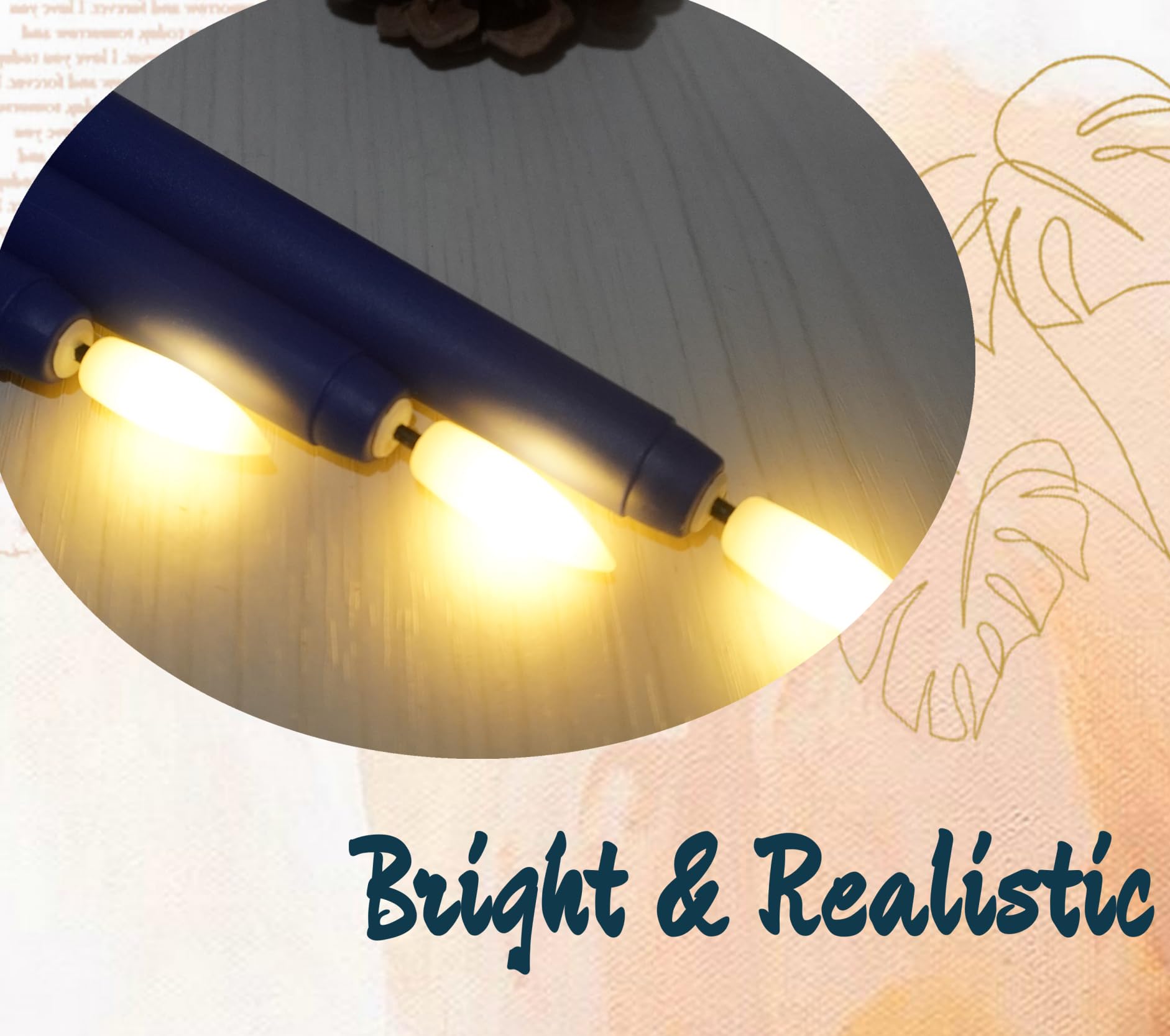 Ni Jasw Navy Blue Flameless Taper Candles With Remote Timer, Flickering Battery Operated Led Candlesticks Set Of 6