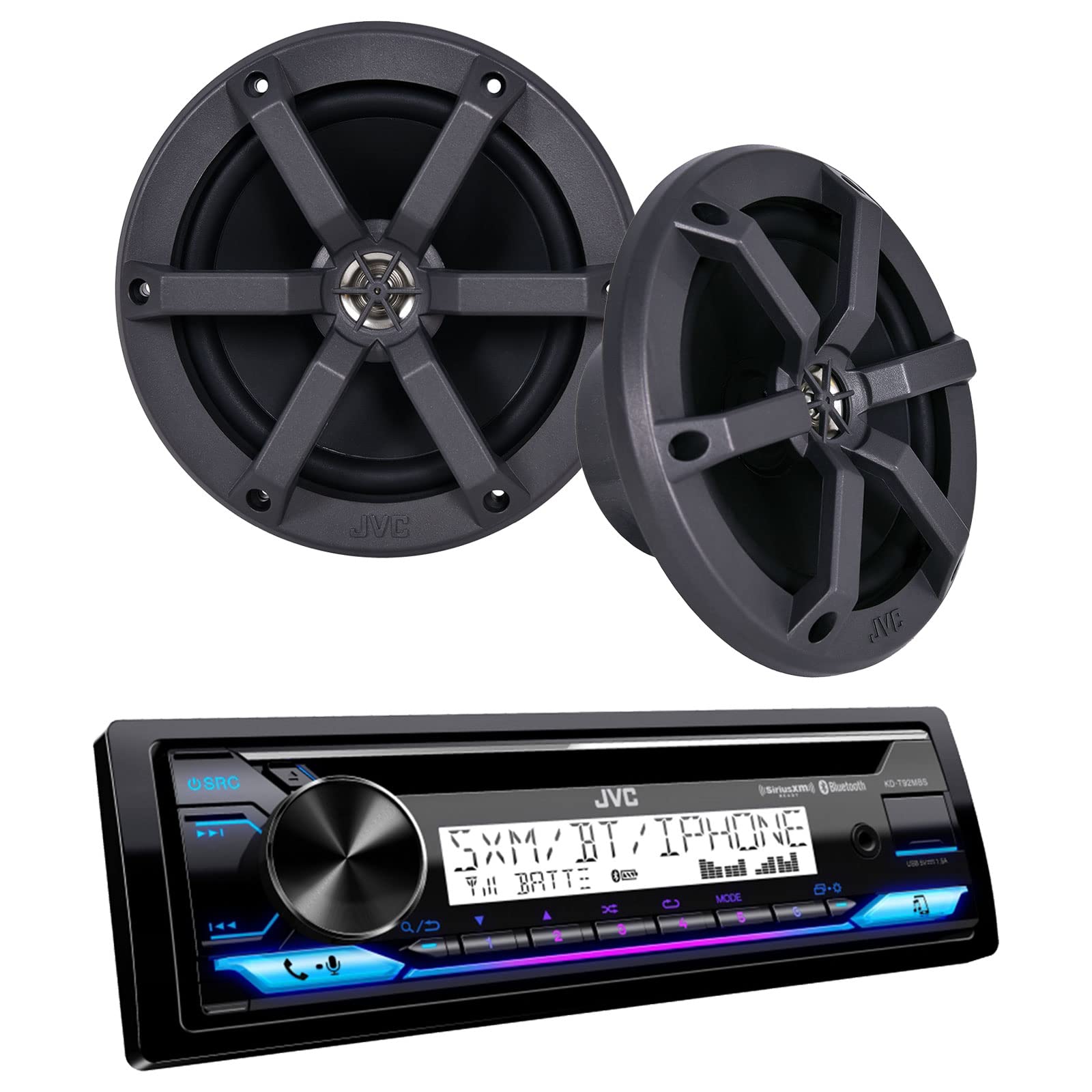 Marine Cd Receiver With Bluetooth + Pair Of 6.5 Inch 2-Way Marine/Utv Speakers Package