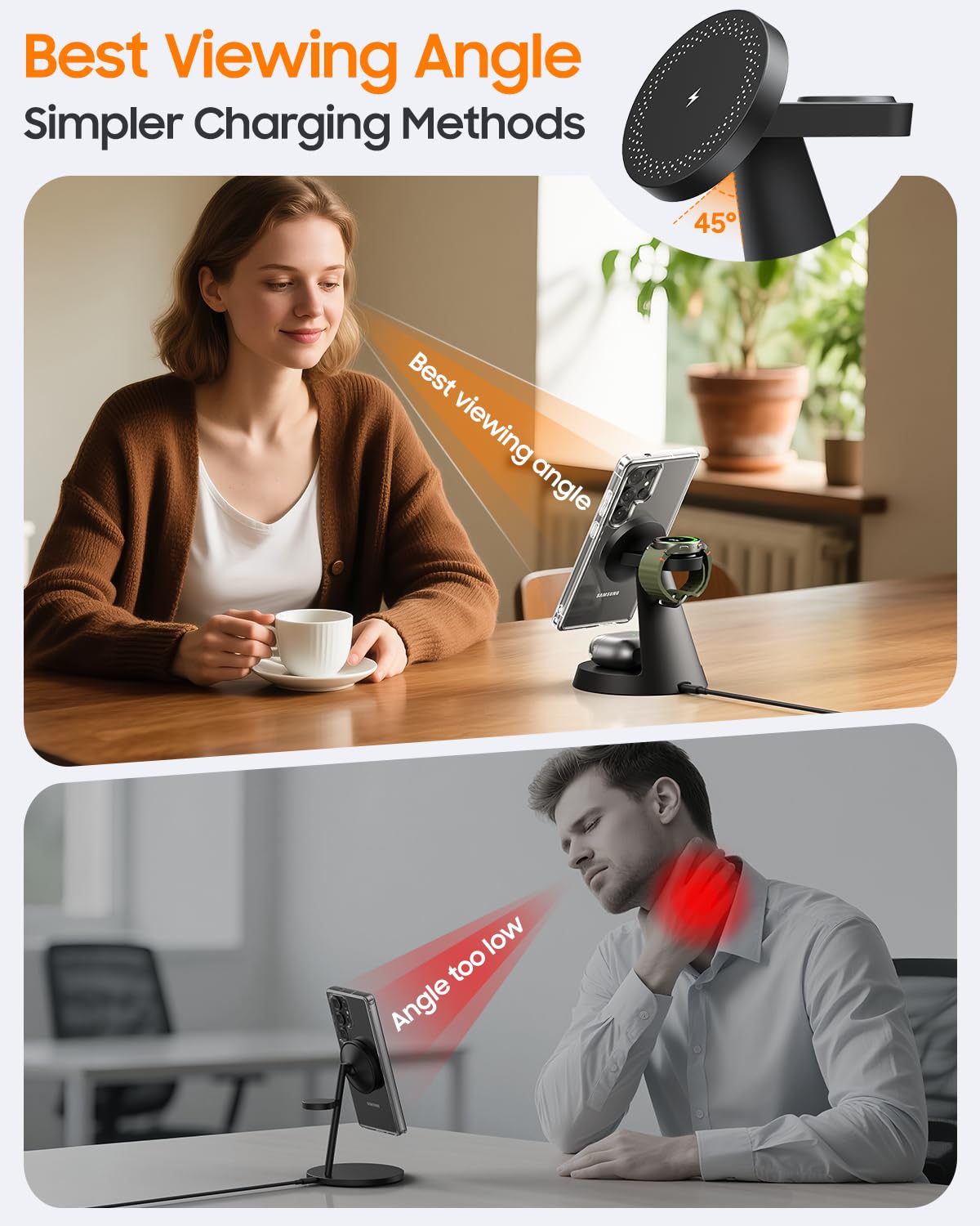 Magnetic Wireless Charger For Samsung, 3 In 1 Charging Station Compatible With Magsafe Samsung Charger For Galaxy S25 Ultra S24