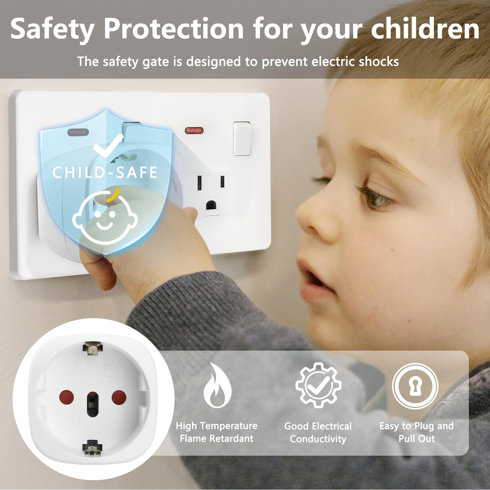 Europe To Us Plug Adapter,Xgjuce European To Us Plug Travel Adapter, Adapter Plug Converter Plug Adapter Europe To Usa 2 Pack