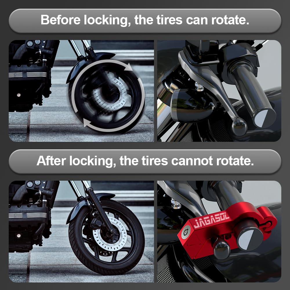 Jagasol Motorcycle Lock Combo: Helmet & Brake Anti-Theft Handlebar Lock For Moped, Motorbike, Scooters, Atv, Dirt Bike, Street B