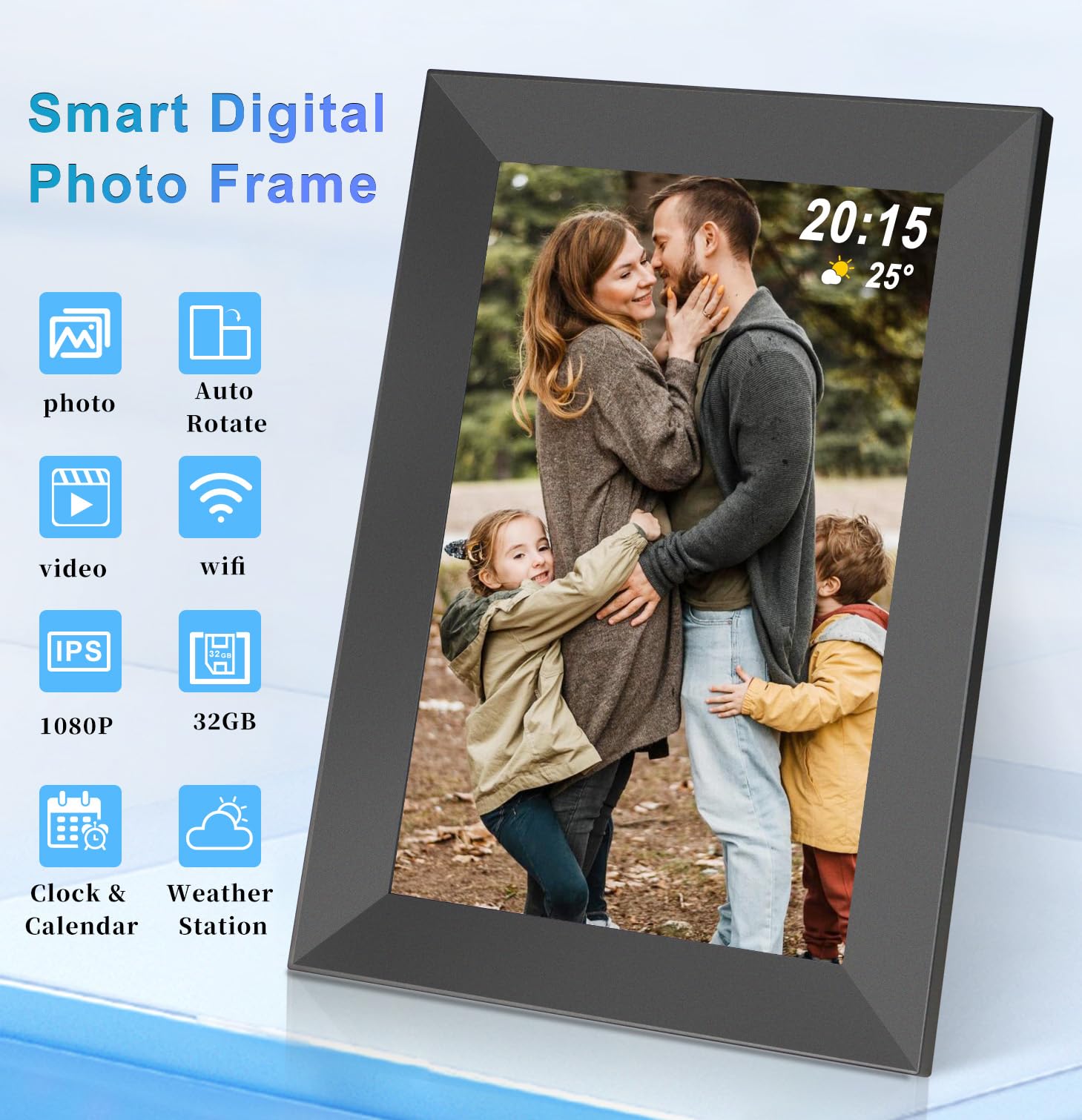 32Gb Frameo Digital Frame Wifi Digital Picture Frames Load From Phone,Frameo 10.1 Inch Smart Wifi Digital Photo Frame,1920X1280