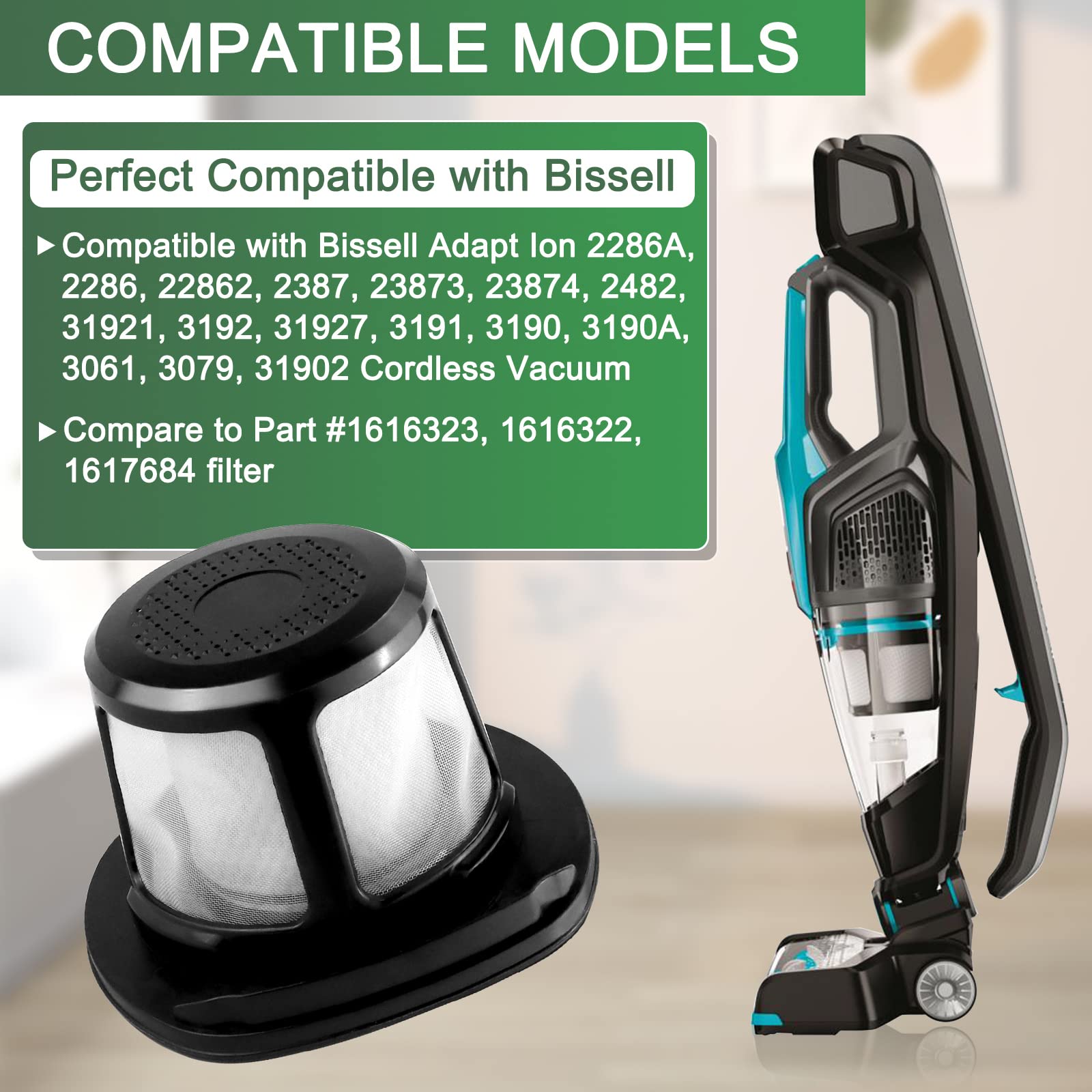 3061 3079 Filter Replacement For Bissell Powerlifter Pet Filter And Adapt Ion Filter, Compatible With 2286 2286A 2482 3079 2387,