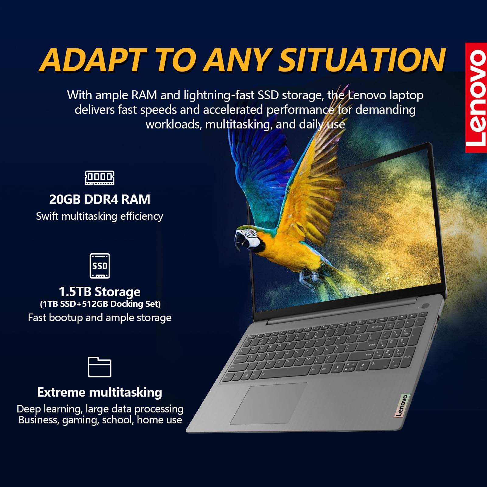 Lenovo Ideapad 3I 15 Inch Touchscreen Laptop Computer, 15.6 Fhd Touch Screen Laptop, Intel Core I5, 20Gb Ram 1Tb Ssd+512Gb Docki