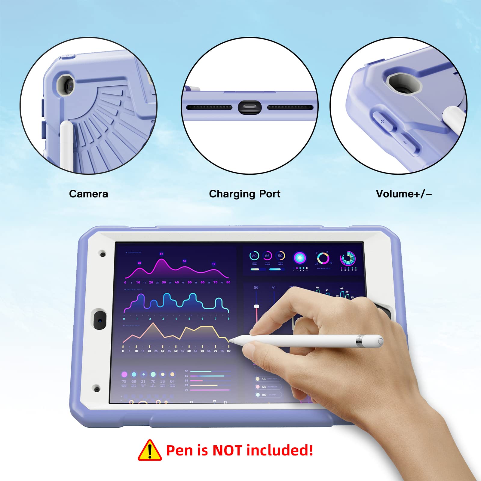 Tsqqst Ipad 10.2 Case For Kids With Pencil Holder 2021 2020 2019 | Ipad 9Th Generation Case With Glass Screen Protector+Stand |