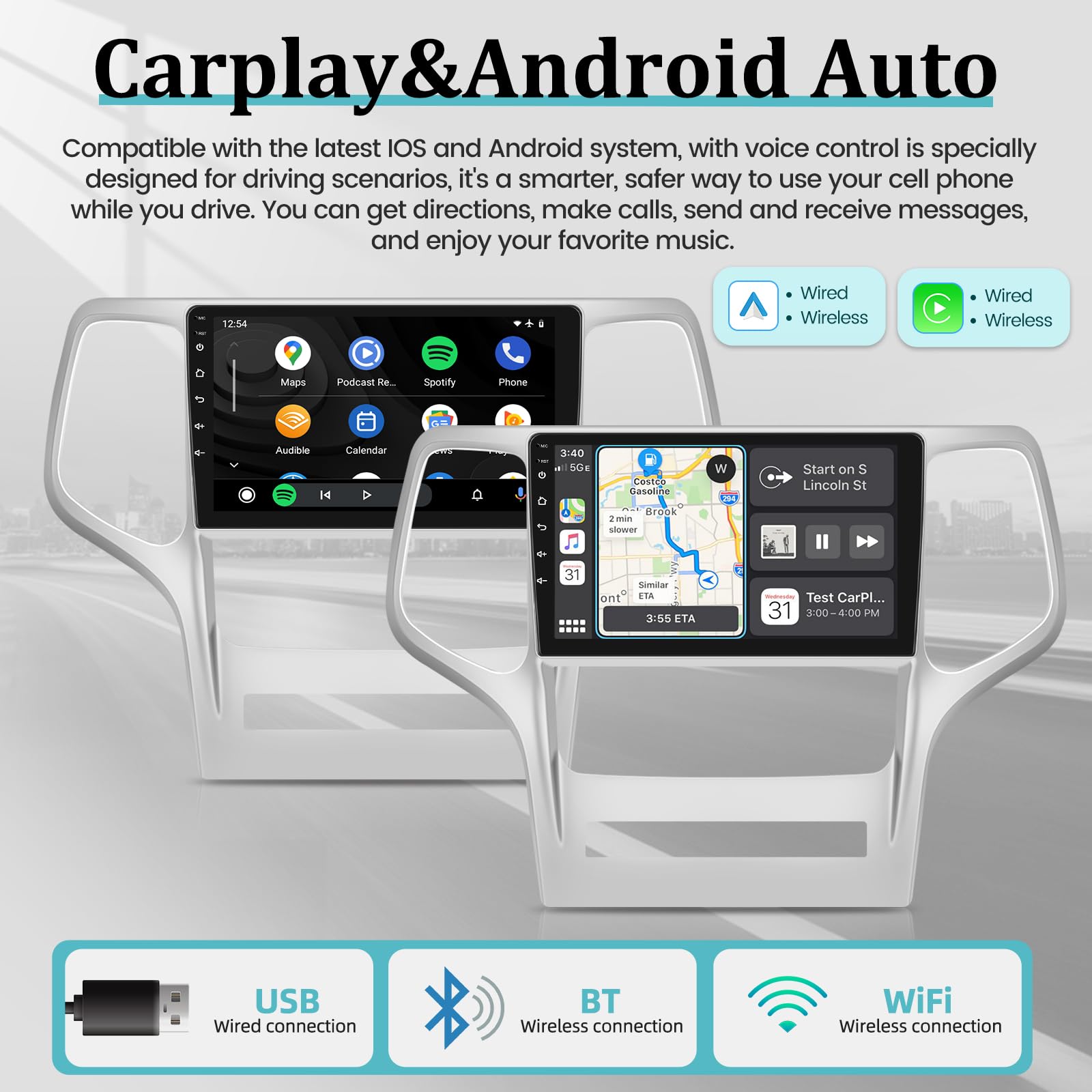 2+64G Android 13 Car Stereo For Jeep Grand Cherokee 2008 2013   Wireless Apple Carplay & Android Auto, 9 Inch Car Radio With Wif
