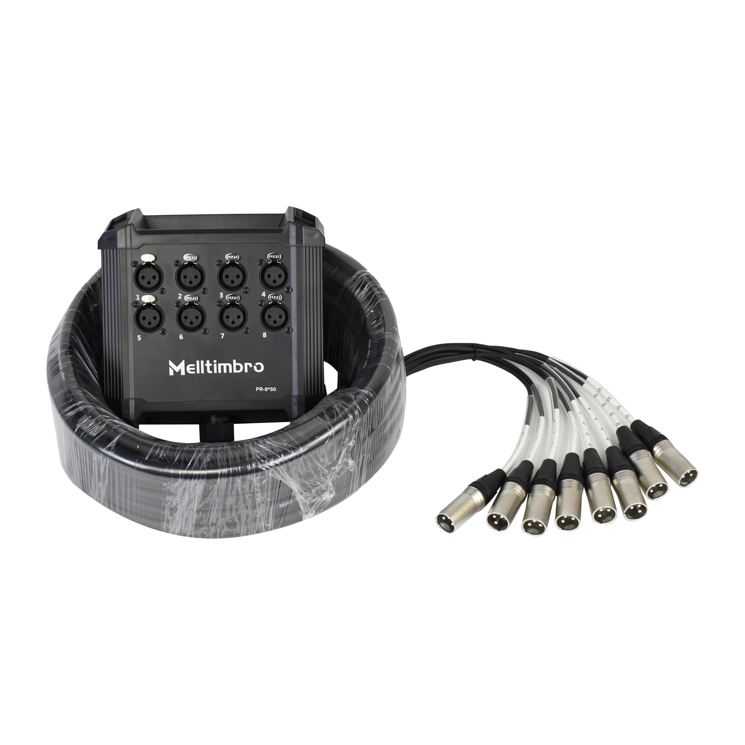 Melltimbro Speakers Low Profile XLR Send Circuit Board Snake Cable, 8 Channel 50 Feet Long for Live, Recording, Stage, Studio
