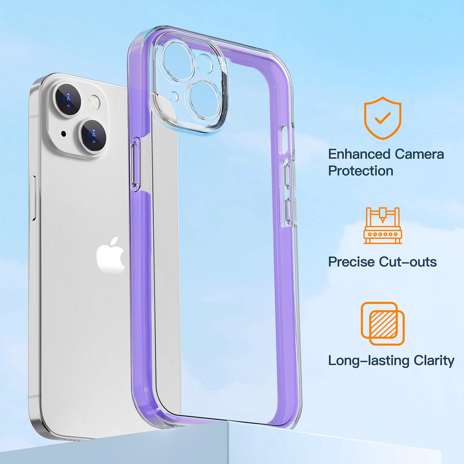 Coolqo Compatible For Iphone 15 Plus Case, With 9H Tempered Glass Screen Protector [Anti Yellowing] Military Grade Protection Pr