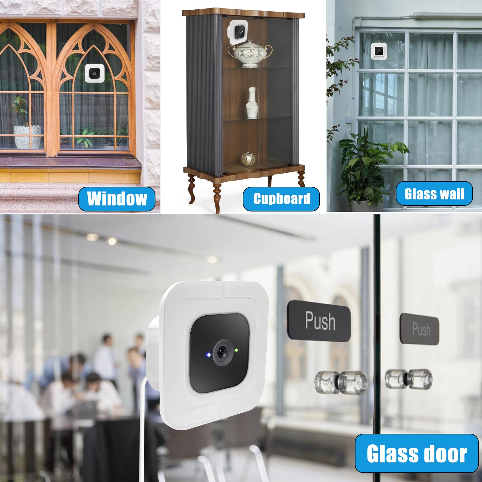 2 Pack Window Mount Compatible With Blink Mini Indoor,Adhesive Camera Wall Holder From Inside Single Pane Glass Windows/Doors For Outside Security Monitoring,White