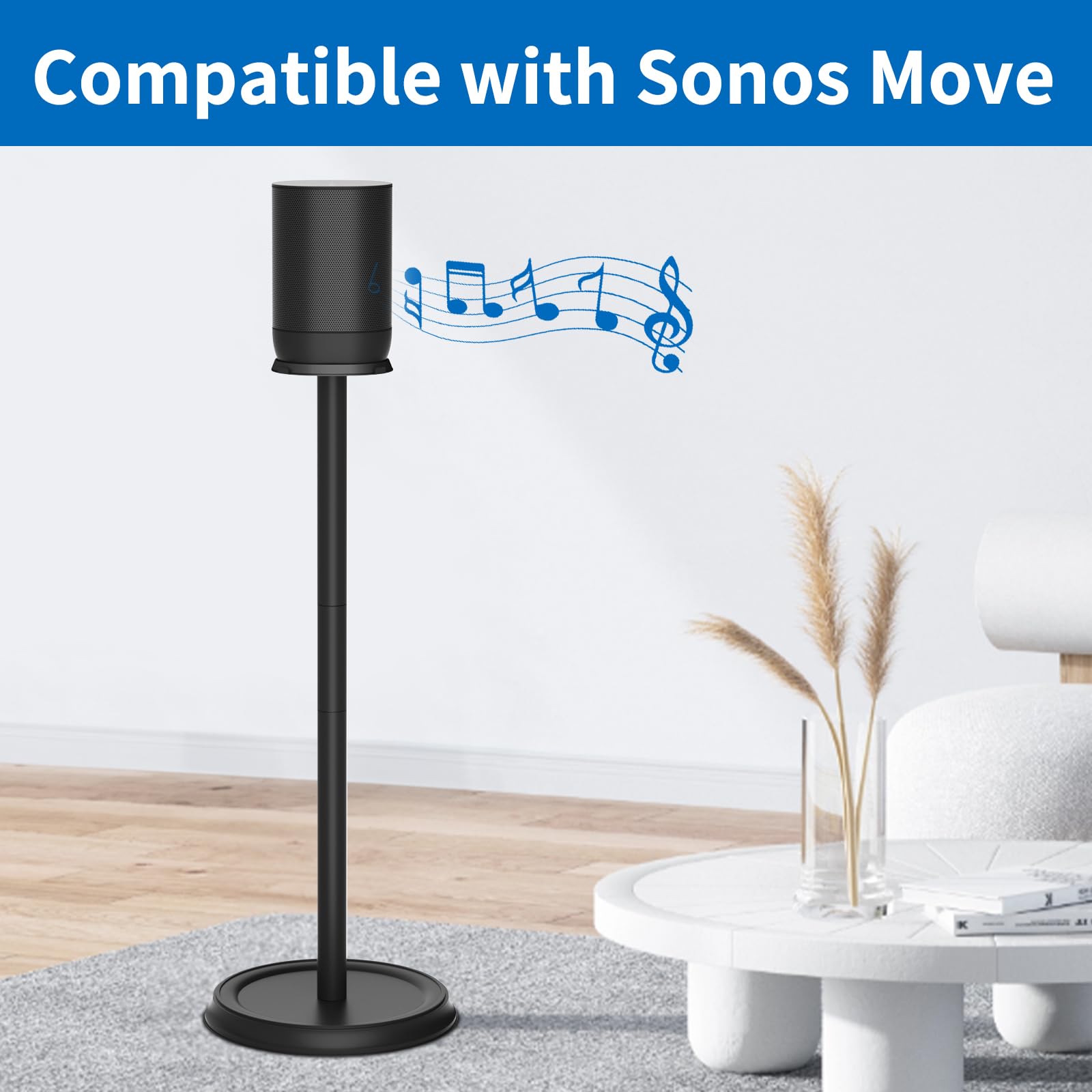 Heavy Duty Floor Speaker Stand For Sonos Move, Sonos Move 2 Stand Holder With Management Cable Clips Compatible With Sonos Move