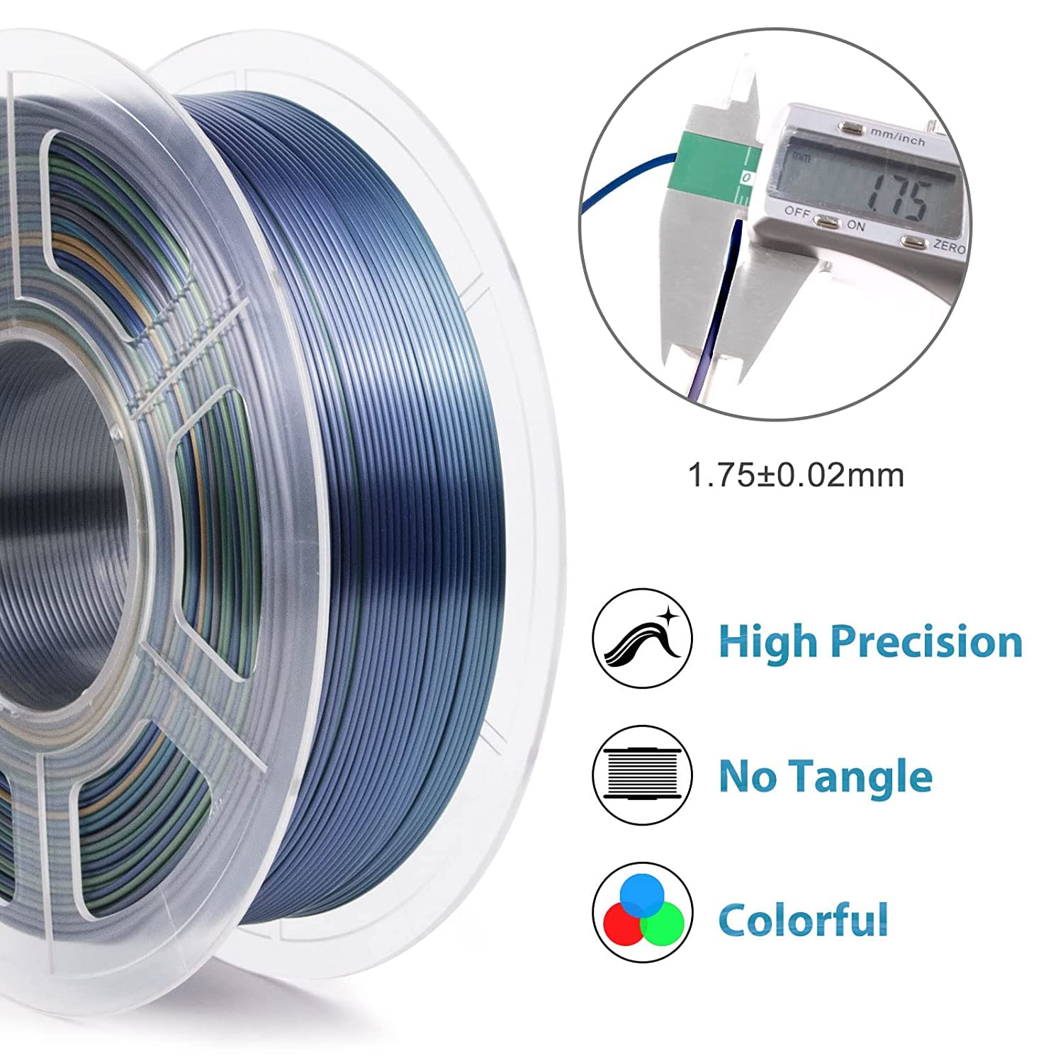 Iemai Rainbow Silk Pla Filament 1.75Mm, High Speed 3D Printer Filament At 30 600Mm/S, Rapid Color Changing Gradient Filament, Me