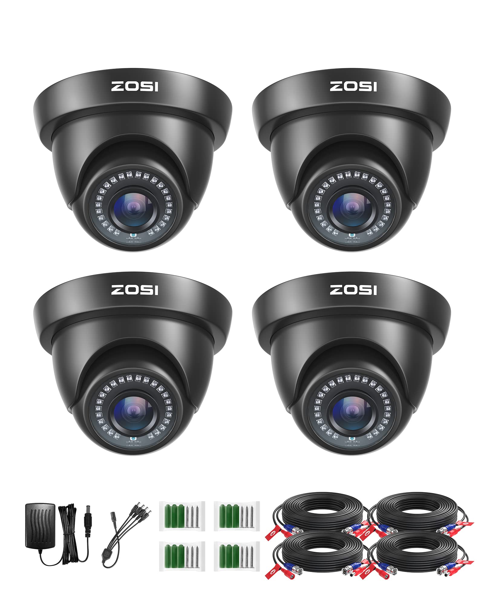 Zosi 4 Pack 1080P 1920Tvl Hd Tvi Dome Security Cameras Indoor Outdoor Home Surveillance 2Mp 80Ft Night Vision Weatherproof Cctv
