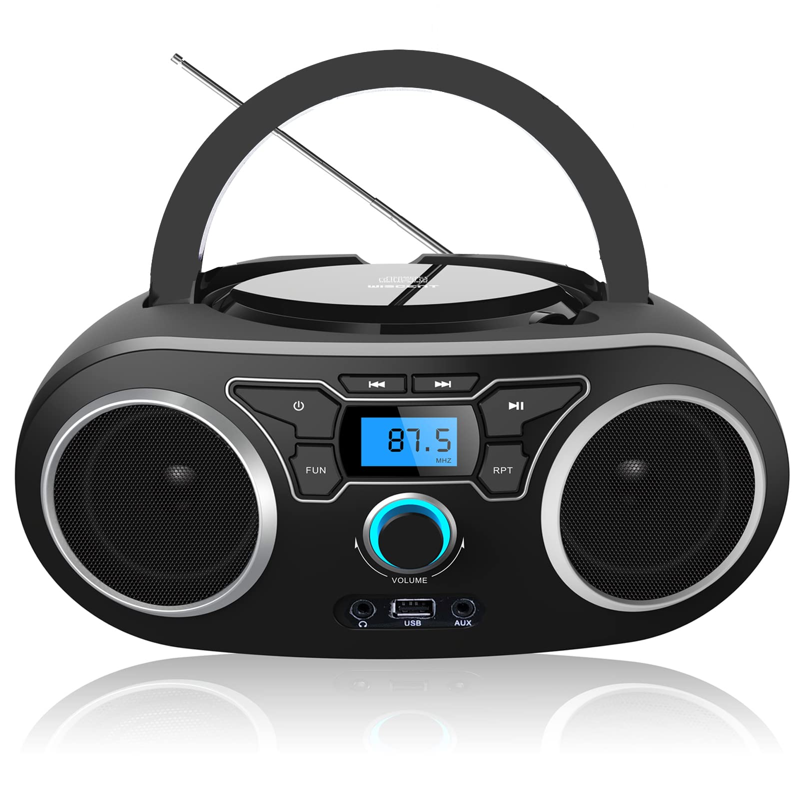 Portable Radio Cd Player Boombox With Bluetooth & Fm Radio, Usb Port, Aux Input, Headphone Jack,Compact Cd Player Radio Stereo S