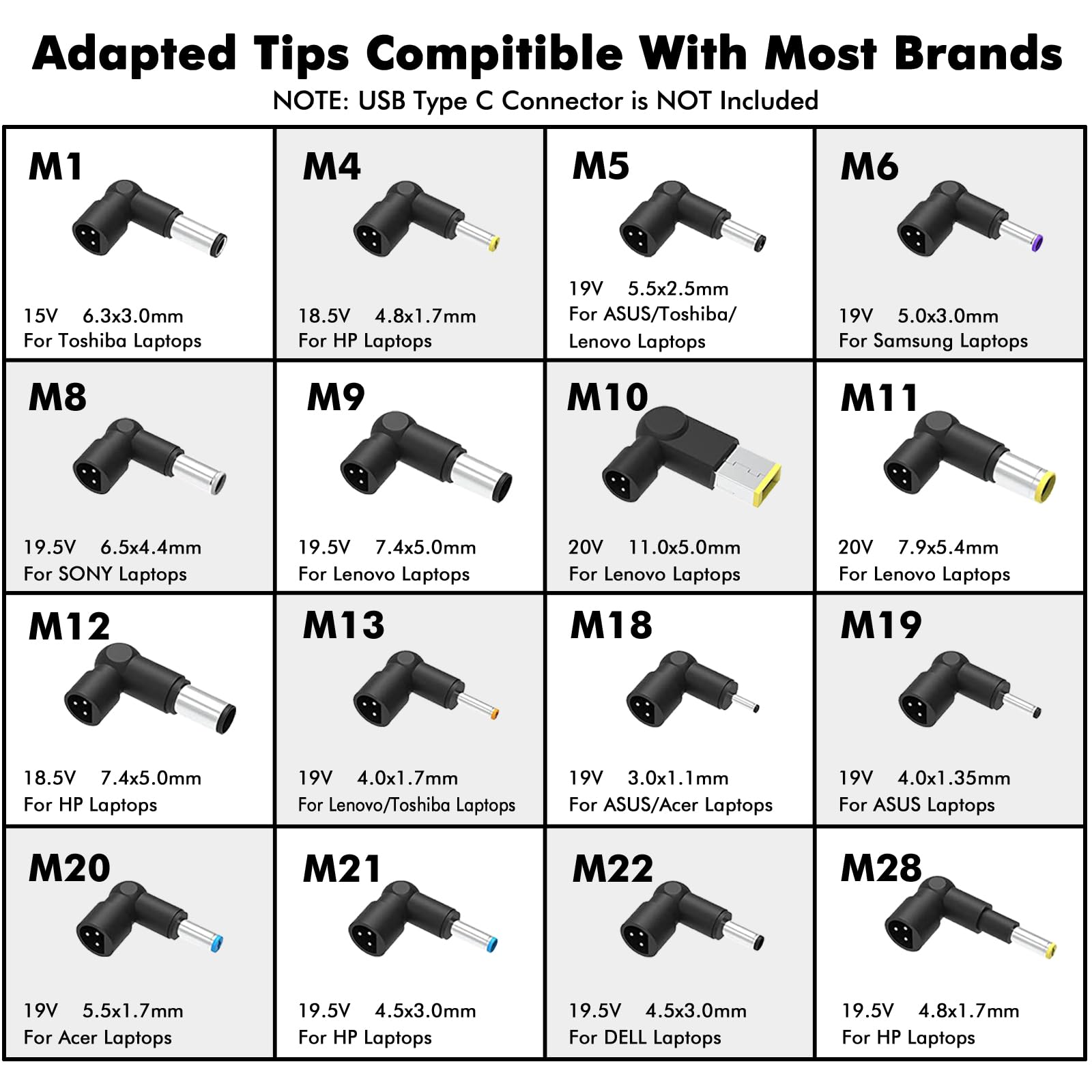 90W Universal Ac Laptop Charger For Dell Hp Asus Lenovo Acer Toshiba Samsung Sony Fujitsu Ibm Gateway Notebook Ultrabook Power Supply Cord With 16 Tips