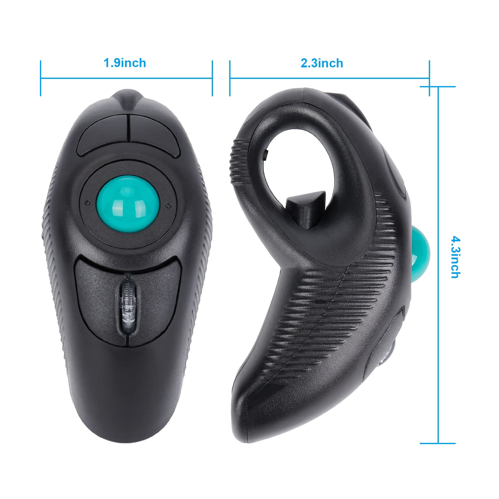 welspo Wireless USB Handheld Trackball Mouse with Laser Pointer - Green Ball, Model brf6, Plastic Material