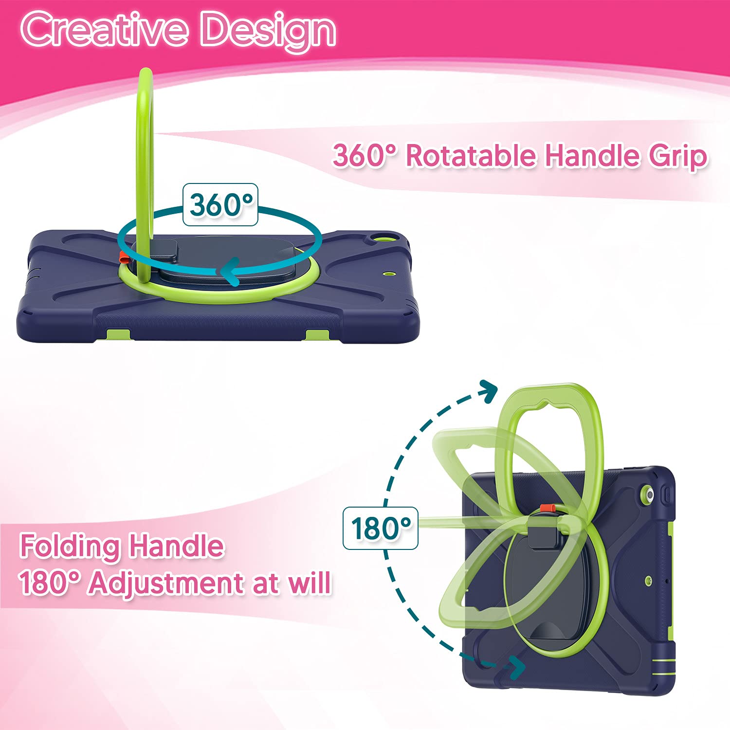 Lx-Suncx For Ipad 10.2 Case 9Th Generation 2021 / 8Th Gen 2020 / 7Th 2019,Shockproof Kids Case With Screen Protector,Rotating St