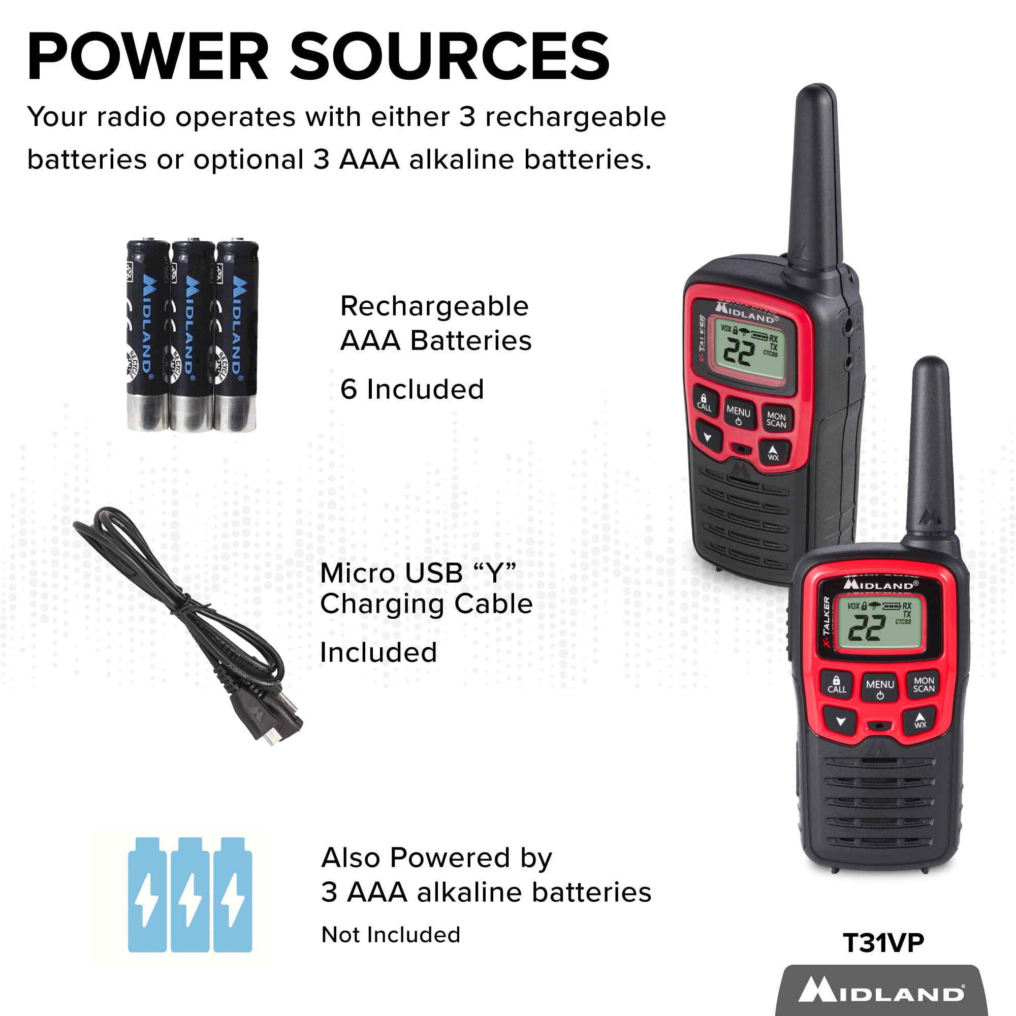 Midland   T31Vp   X Talker   22 Channel Frs Walkie Talkies   Extended Range Two Way Radios, 38 Privacy Codes, & Noaa Weather Ale