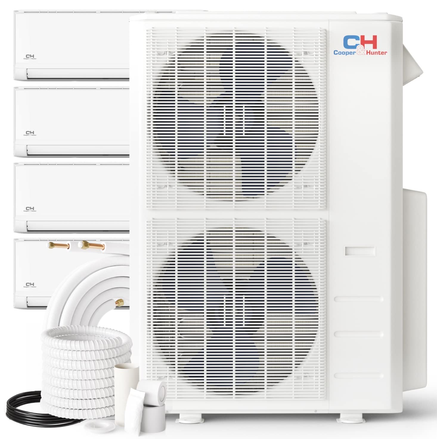 Cooper & Hunter 55,000 BTU Quad 4 Zone 9,000 + 12,000 + 18,000 + 18,000 BTU Ductless Heating and Cooling Mini Split Ductless Air