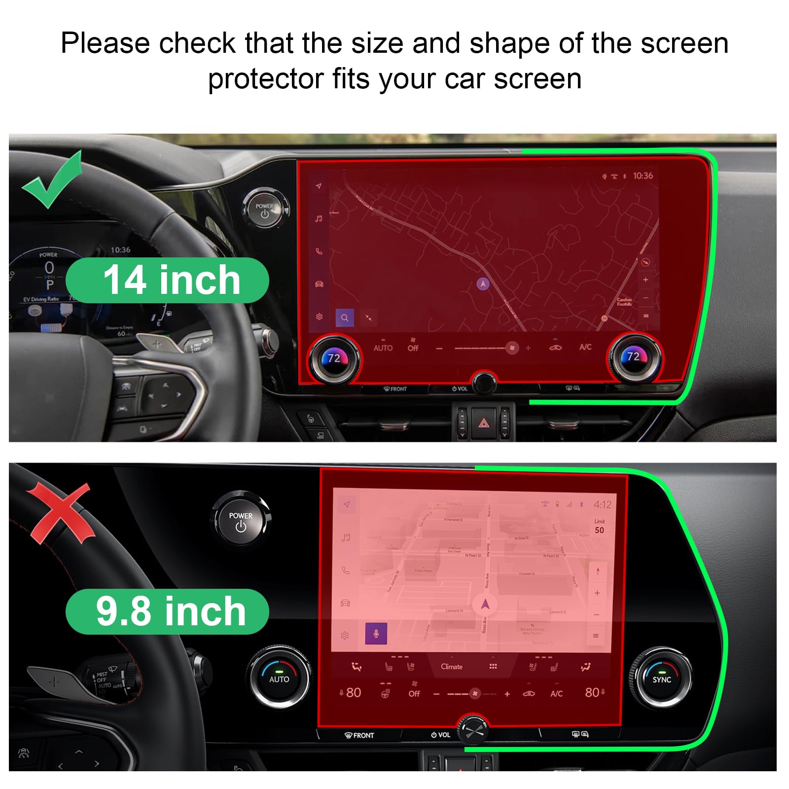 CDEFG 14 Inch Tempered Glass Screen Protector for 2022-2025 Lexus NX (NX 250/NX 350/NX 350h) - Durable GPS Navigation DashBoard Access