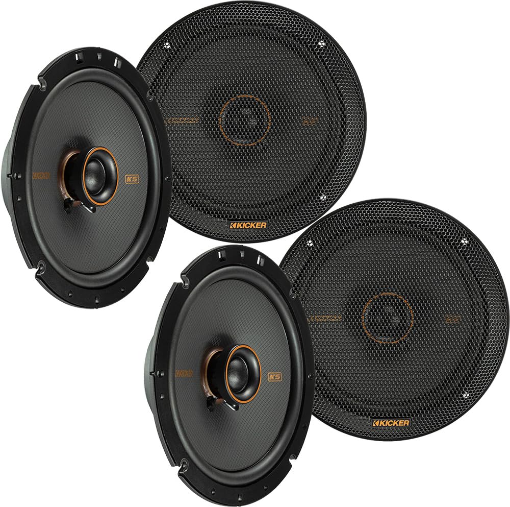 KICKER Speaker Package of 2 Items: Four 6.75 KS Series Coaxial Speakers 4-Ohm - 2X 51KSC6704